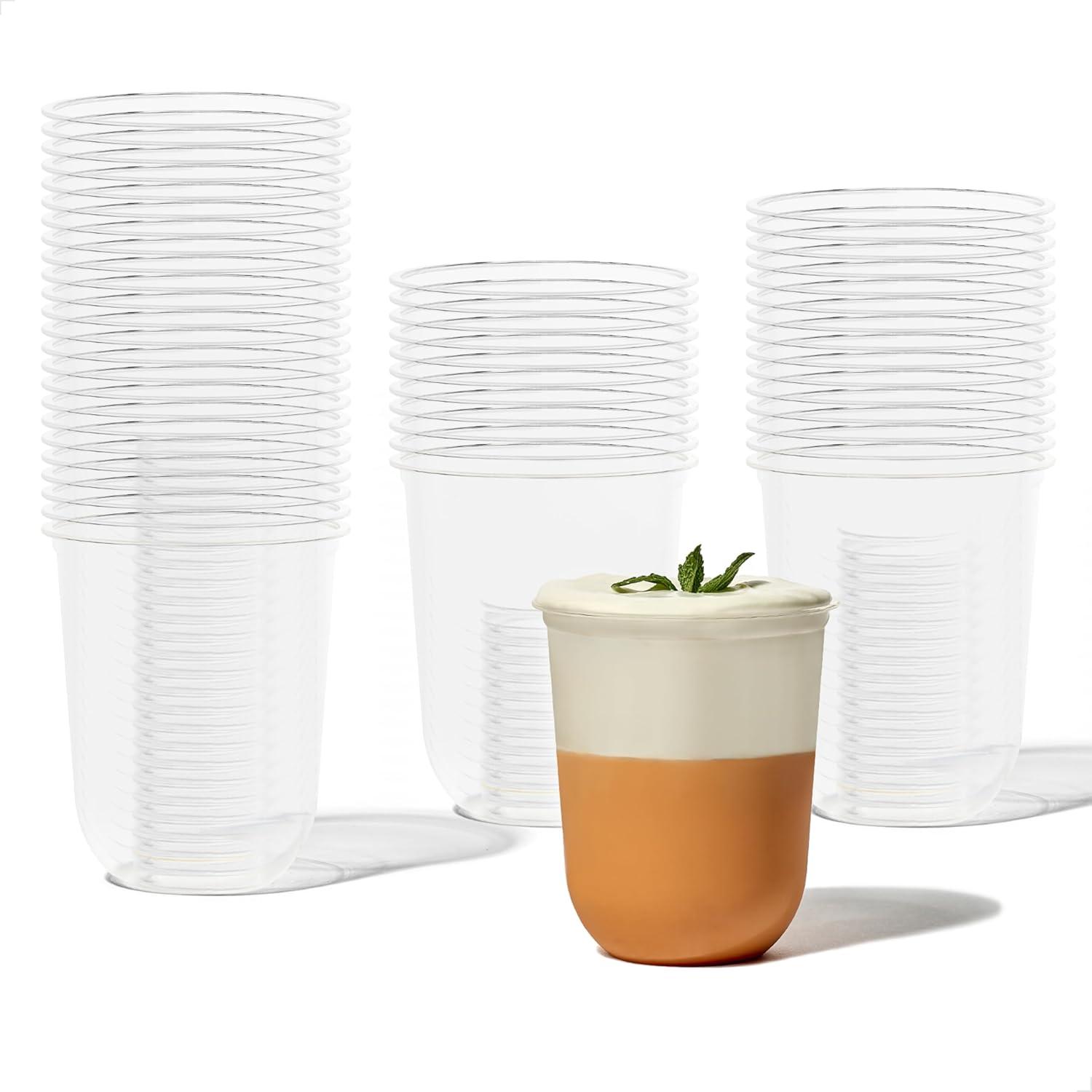imageTOSSWARE NATURAL Arc  Plant Based Clear Cold Cups 12 oz  Plastic Alternative for Parties Bachelorettes Weddings  Recyclable  Set of 50Set of 50