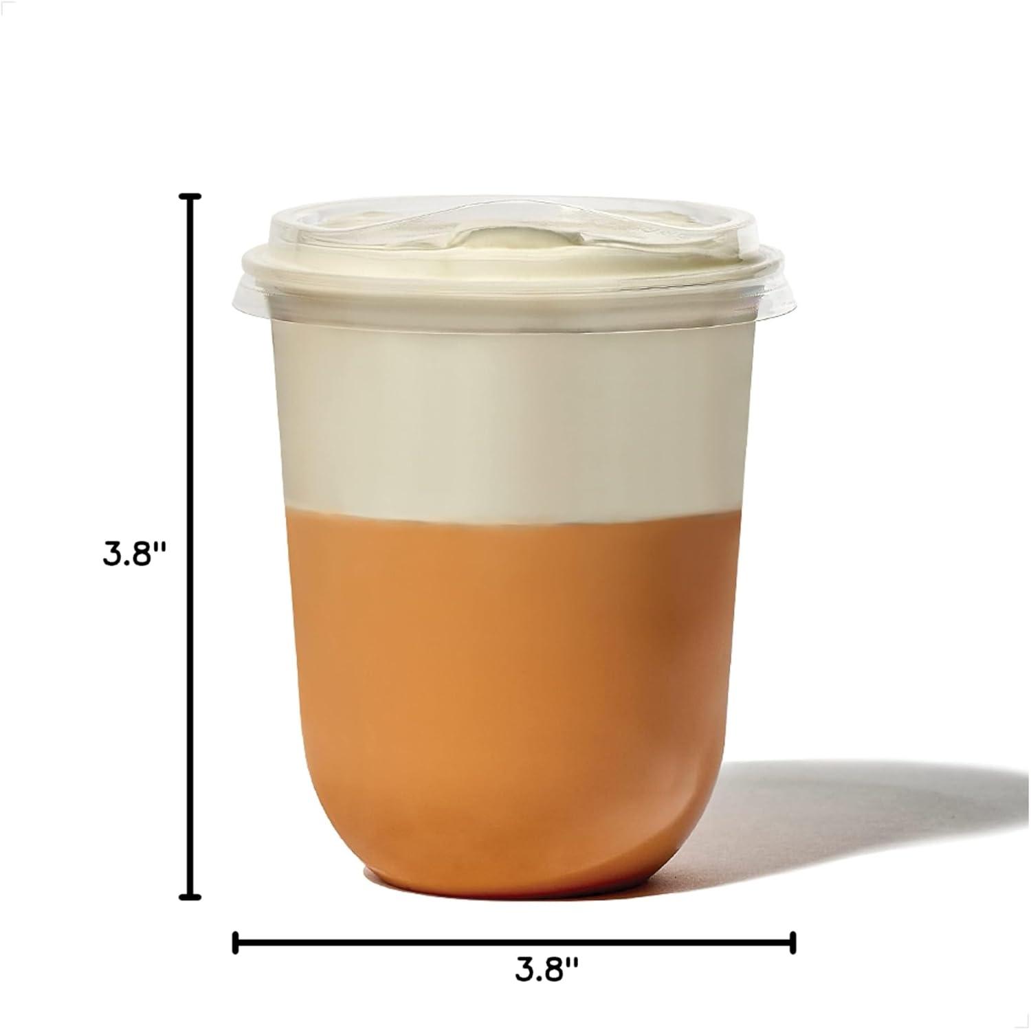 imageTOSSWARE NATURAL Flat Lid With Straw Slot Set of 50  Plant Based 96mm Lids for Cold Cups  Plastic Alternative Straw Lids  Clear Flat Lids  Fits 10 12 16 20 ampamp 24oz CupsSet of 50