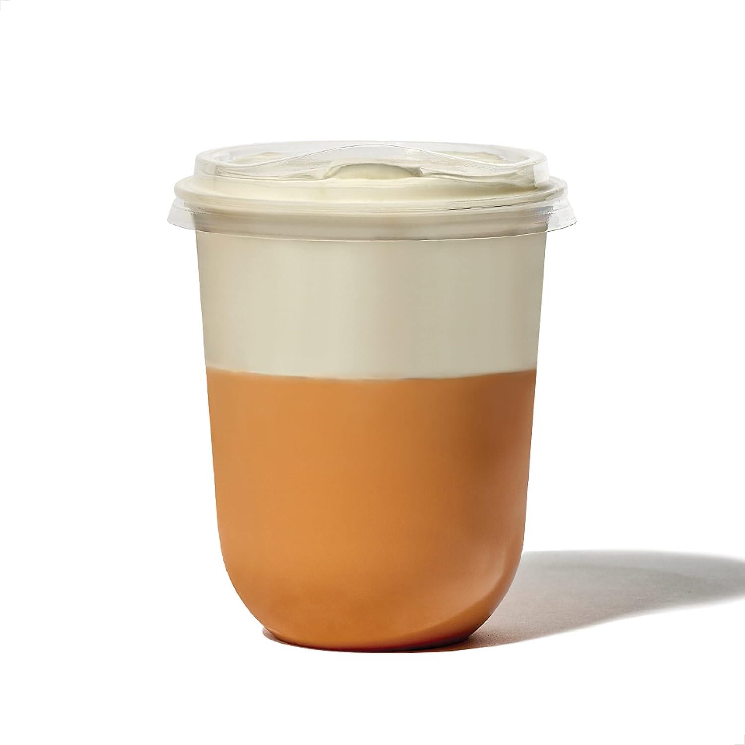 imageTOSSWARE NATURAL Flat Lid With Straw Slot Set of 50  Plant Based 96mm Lids for Cold Cups  Plastic Alternative Straw Lids  Clear Flat Lids  Fits 10 12 16 20 ampamp 24oz CupsSet of 50