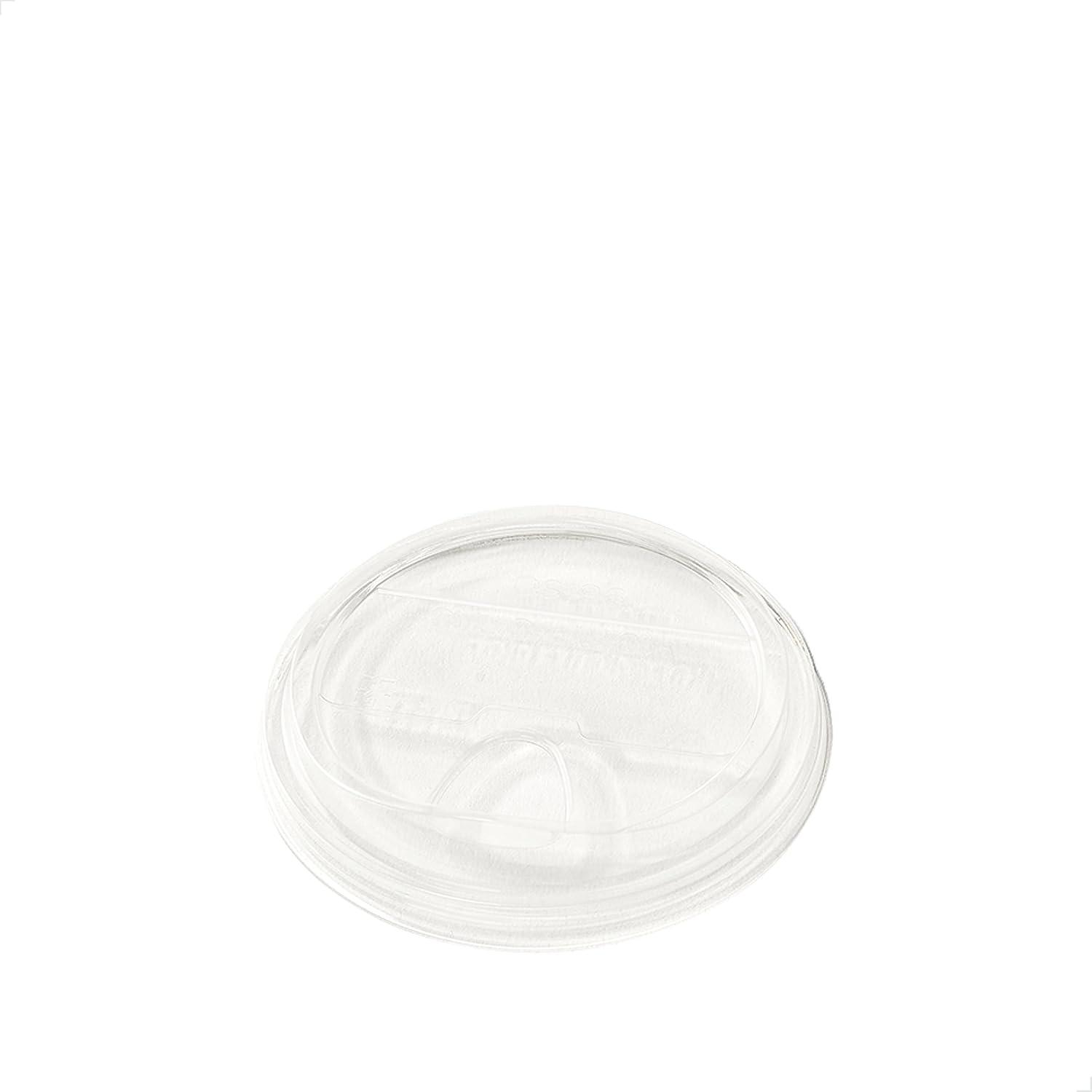 imageTOSSWARE NATURAL Flat Lid With Straw Slot Set of 50  Plant Based 96mm Lids for Cold Cups  Plastic Alternative Straw Lids  Clear Flat Lids  Fits 10 12 16 20 ampamp 24oz CupsSet of 50