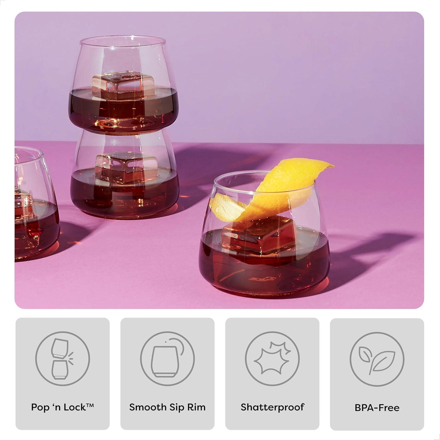 imageTOSSWARE POP 12oz Rocks SET OF 12 Premium Quality Recyclable Unbreakable ampamp Crystal Clear Plastic Cocktail Glasses 12 Count Pack of 1SET OF 252