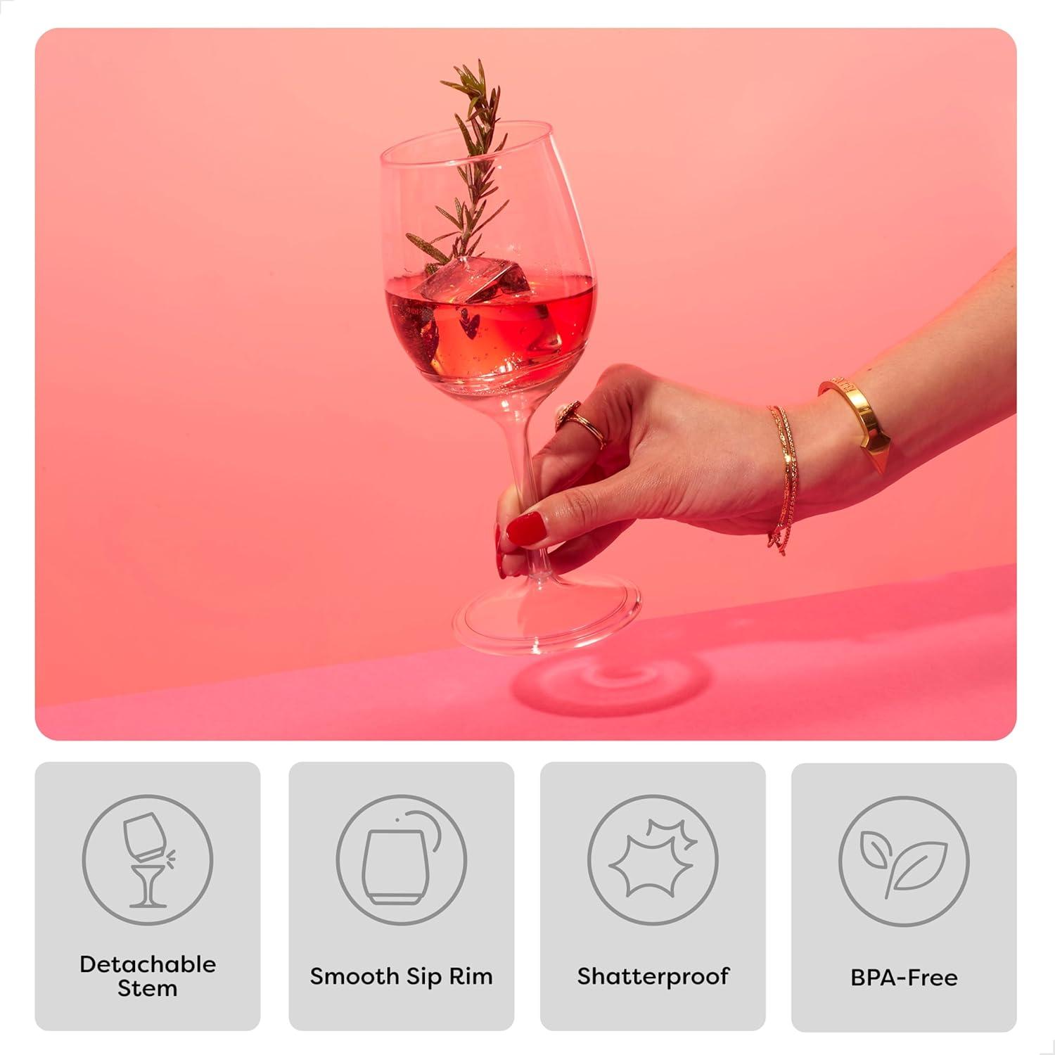 imageTOSSWARE POP 14oz Stemmed Vino SET OF 12 Premium Quality Recyclable Unbreakable ampamp Crystal Clear Plastic Wine Glasses 12 Count Pack of 112 Count Pack of 1