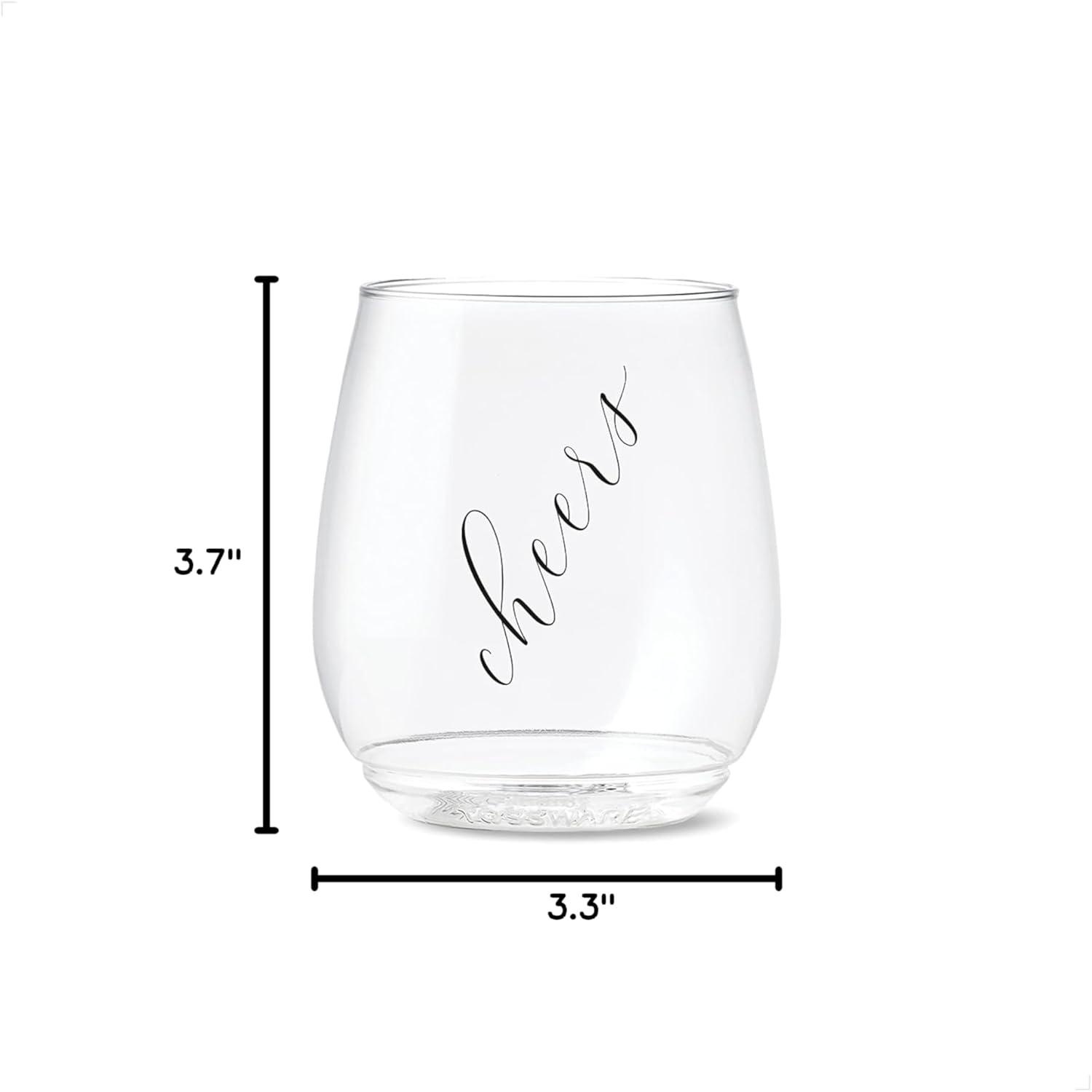 imageTOSSWARE POP 14oz Vino Classic Cheers Series  Color SET OF 6 Premium Quality Recyclable Unbreakable ampamp Crystal Clear Plastic Printed GlassesBlack