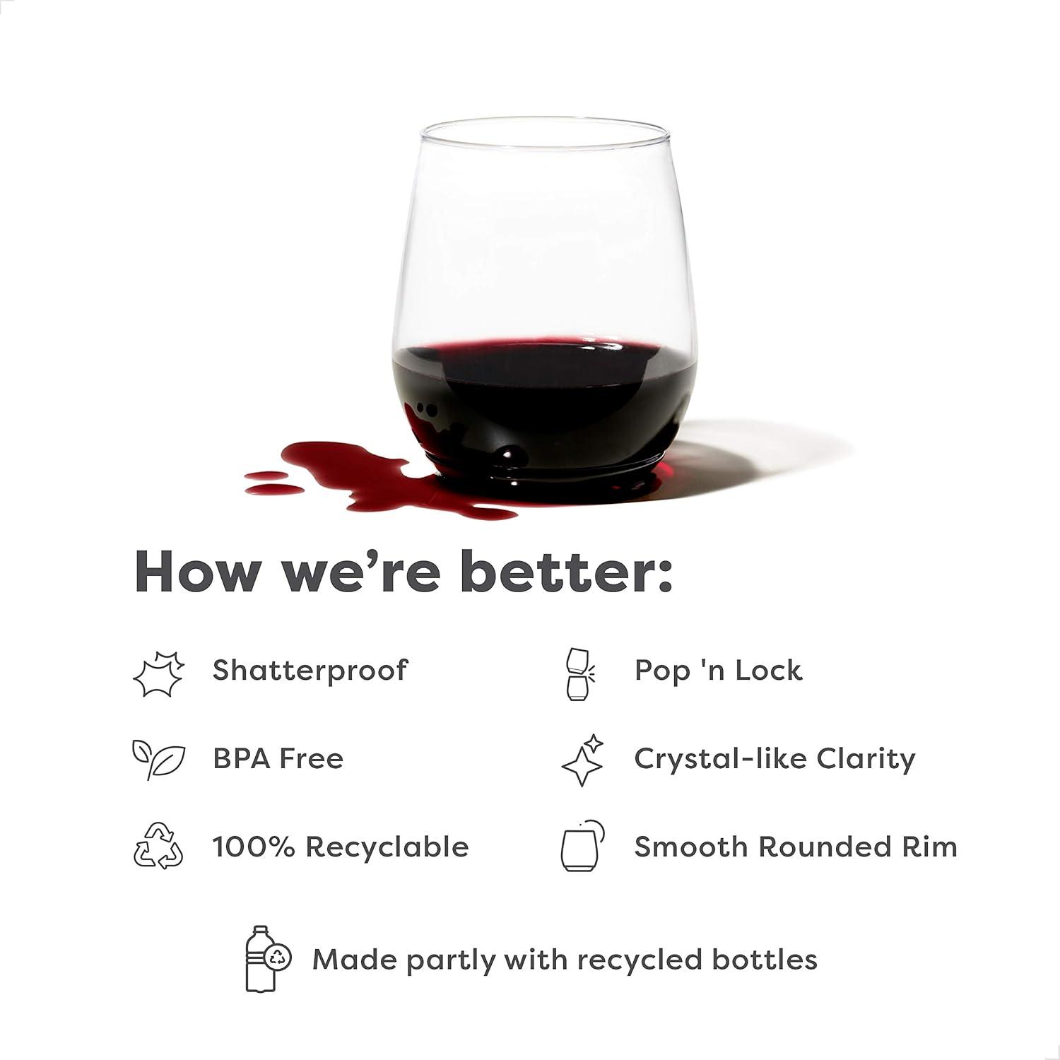 imageTOSSWARE POP 14oz Vino Classic Cheers Series  Color SET OF 6 Premium Quality Recyclable Unbreakable ampamp Crystal Clear Plastic Printed GlassesBlack