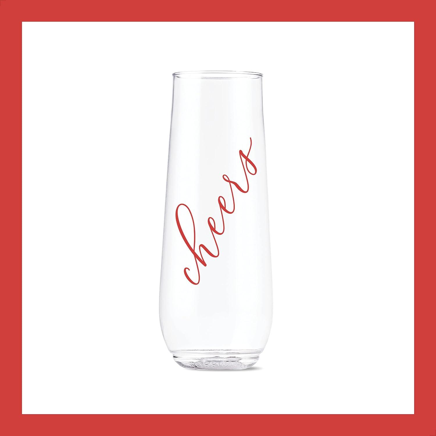 imageTOSSWARE POP 14oz Vino Classic Cheers Series  Color SET OF 6 Premium Quality Recyclable Unbreakable ampamp Crystal Clear Plastic Printed GlassesColor