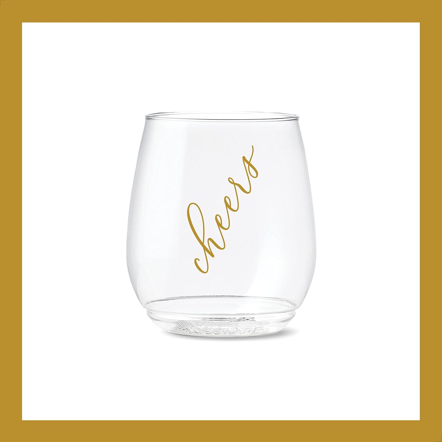imageTOSSWARE POP 14oz Vino Classic Cheers Series  Color SET OF 6 Premium Quality Recyclable Unbreakable ampamp Crystal Clear Plastic Printed GlassesColor