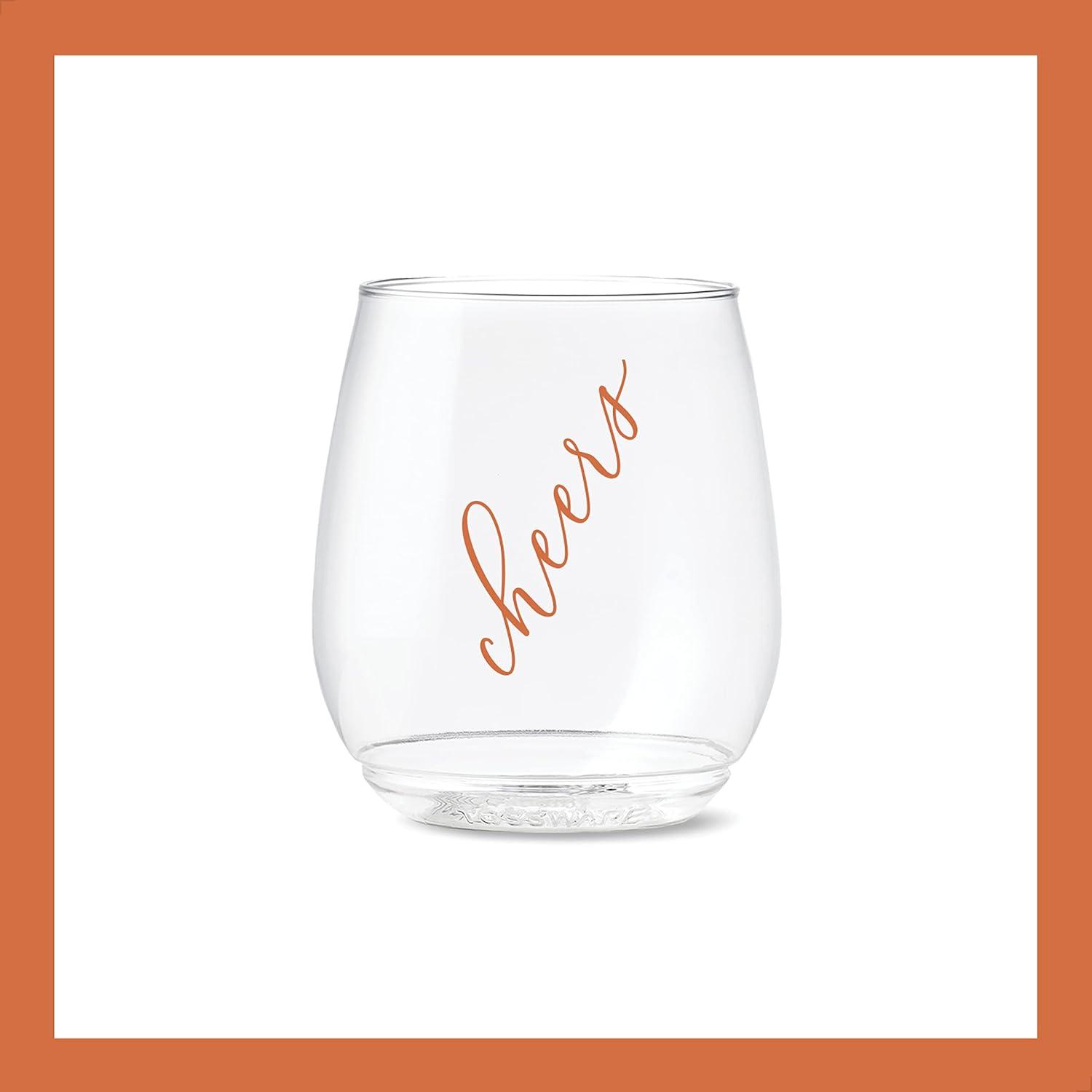 imageTOSSWARE POP 14oz Vino Classic Cheers Series  Color SET OF 6 Premium Quality Recyclable Unbreakable ampamp Crystal Clear Plastic Printed GlassesColor
