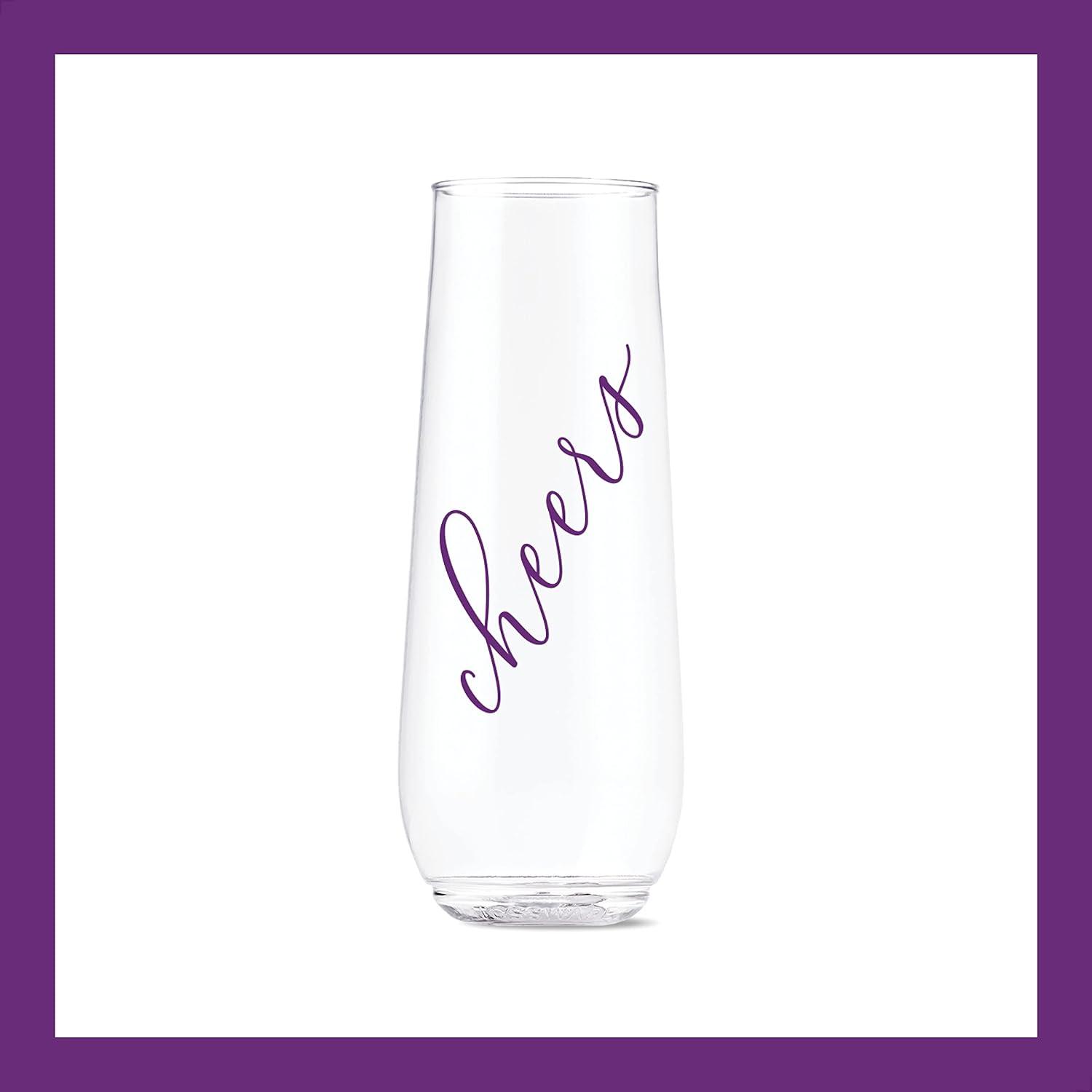 imageTOSSWARE POP 14oz Vino Classic Cheers Series  Color SET OF 6 Premium Quality Recyclable Unbreakable ampamp Crystal Clear Plastic Printed GlassesColor