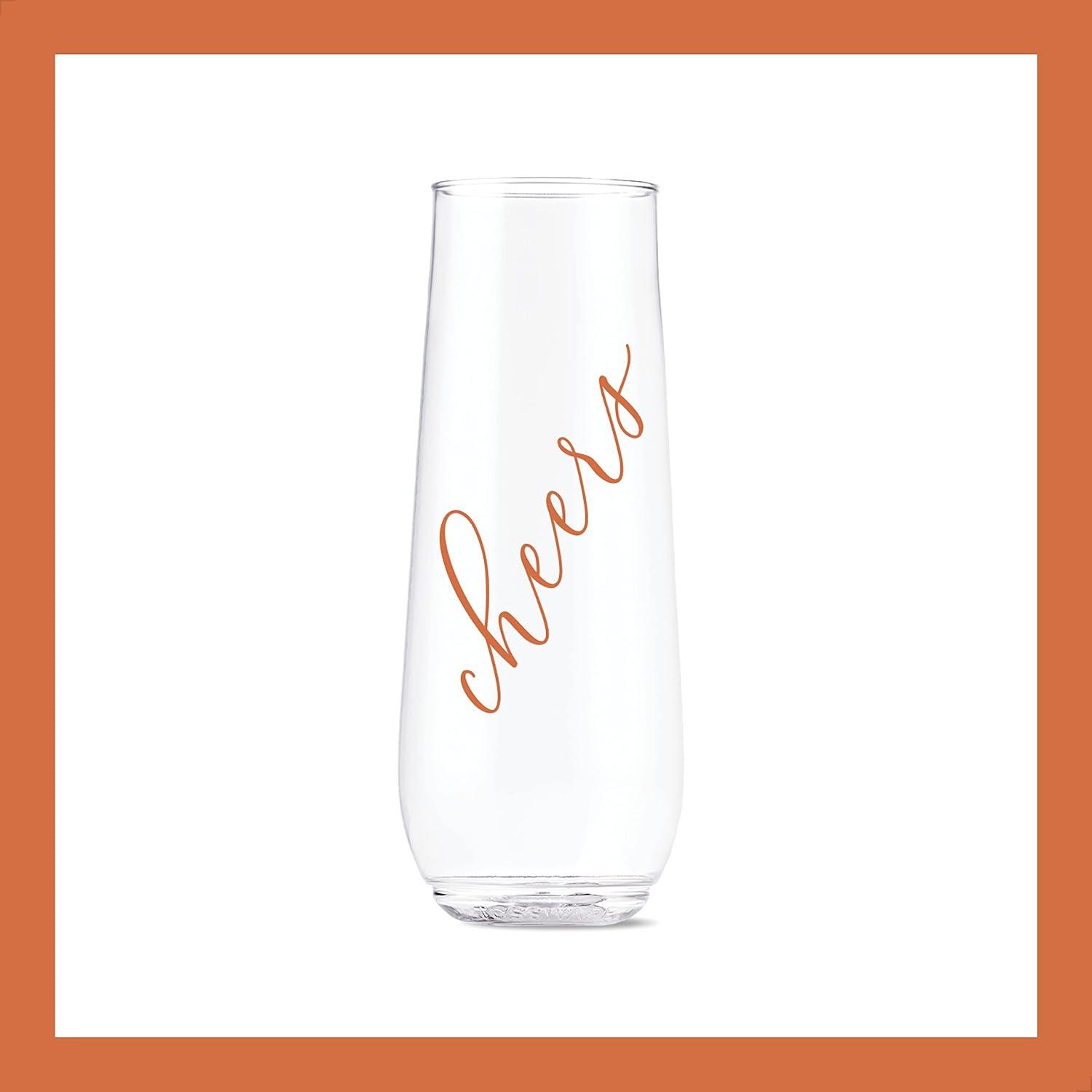 imageTOSSWARE POP 14oz Vino Classic Cheers Series  Color SET OF 6 Premium Quality Recyclable Unbreakable ampamp Crystal Clear Plastic Printed GlassesColor
