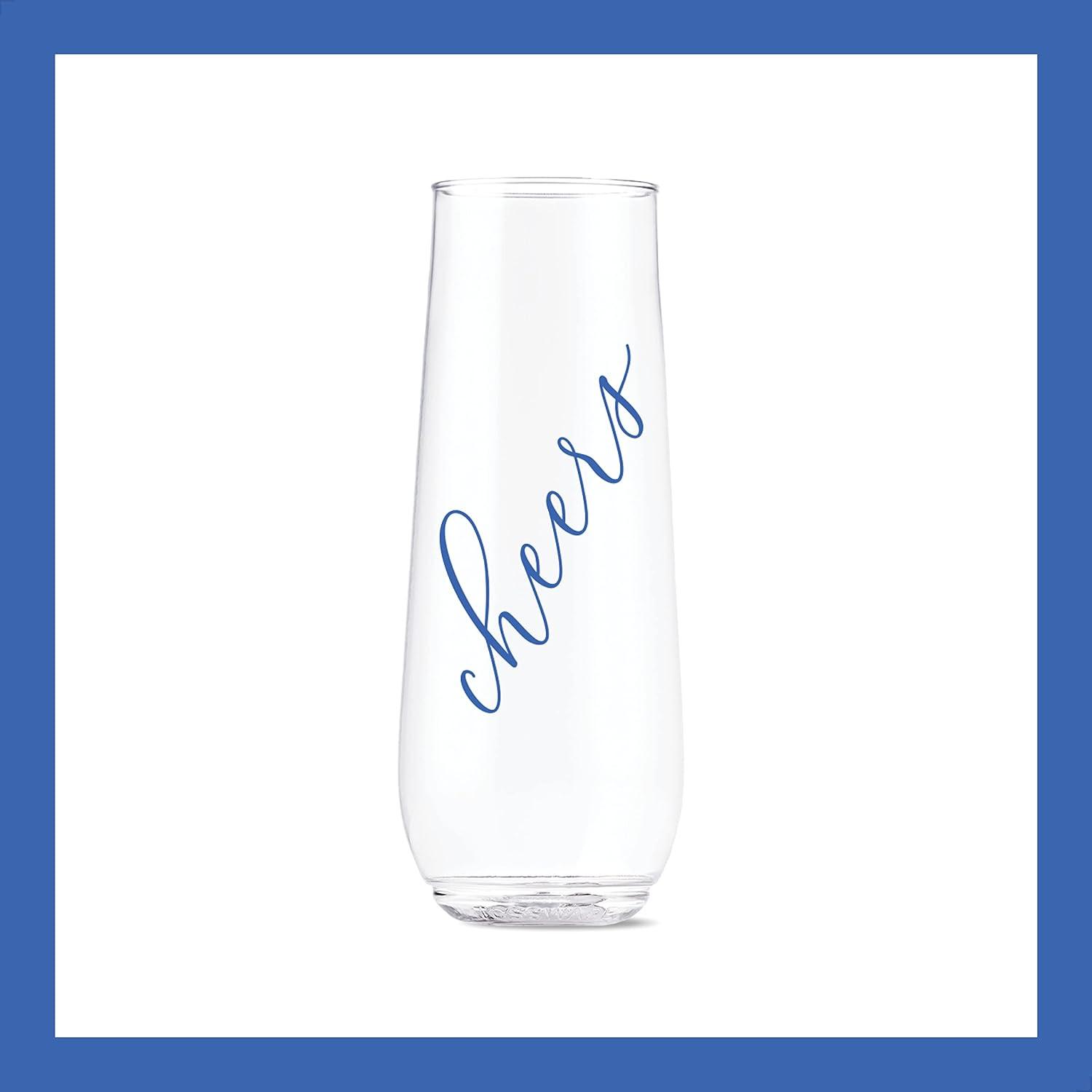 imageTOSSWARE POP 14oz Vino Classic Cheers Series  Color SET OF 6 Premium Quality Recyclable Unbreakable ampamp Crystal Clear Plastic Printed GlassesColor