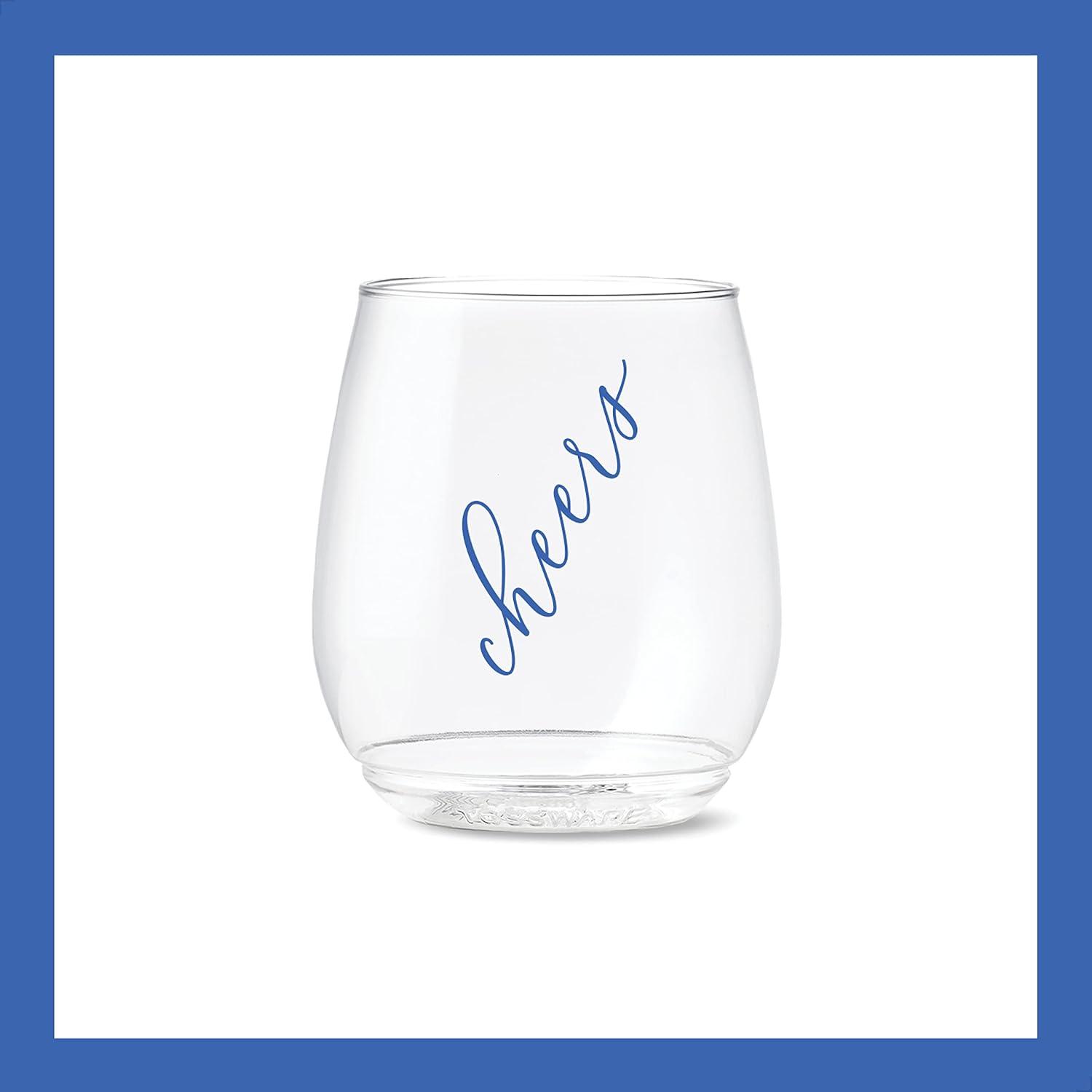 imageTOSSWARE POP 14oz Vino Classic Cheers Series  Color SET OF 6 Premium Quality Recyclable Unbreakable ampamp Crystal Clear Plastic Printed GlassesColor