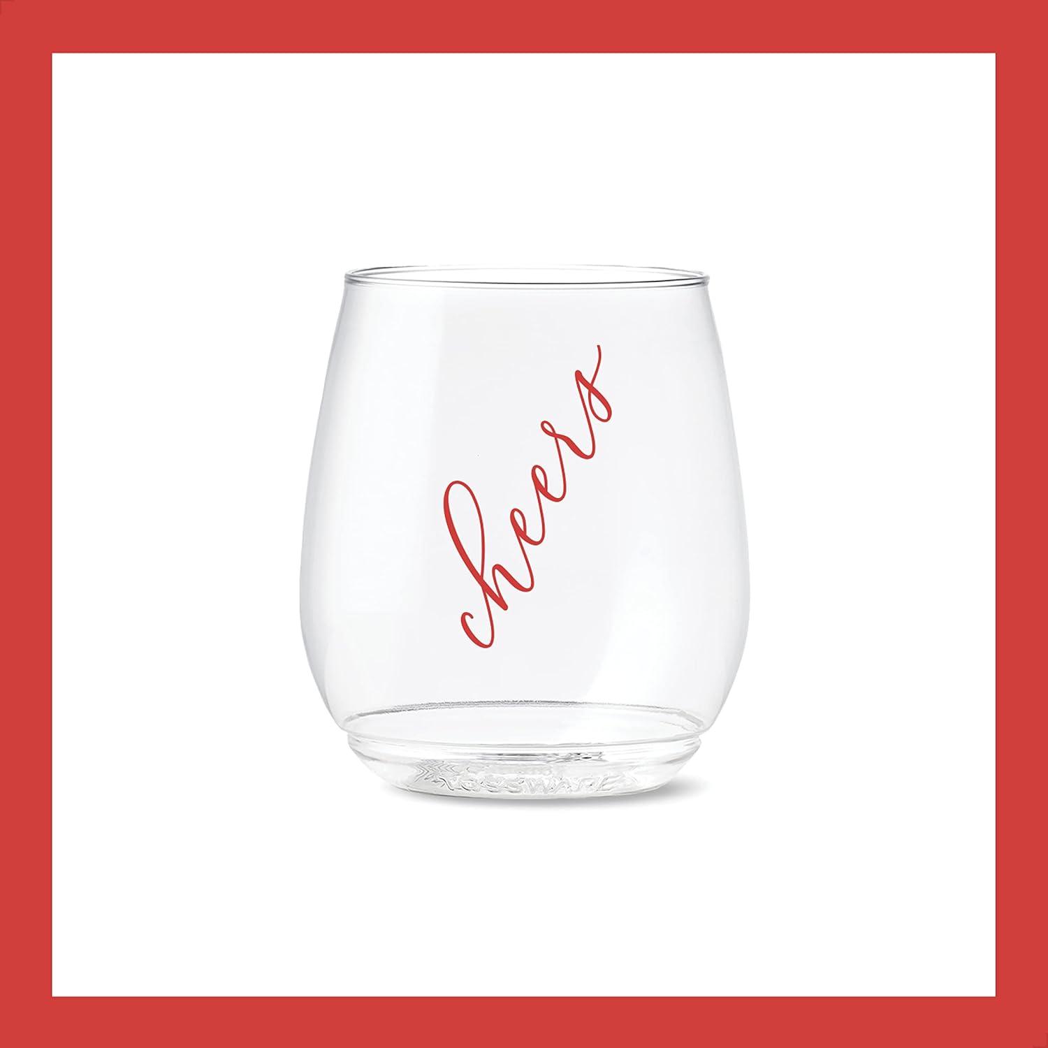 imageTOSSWARE POP 14oz Vino Classic Cheers Series  Color SET OF 6 Premium Quality Recyclable Unbreakable ampamp Crystal Clear Plastic Printed GlassesColor