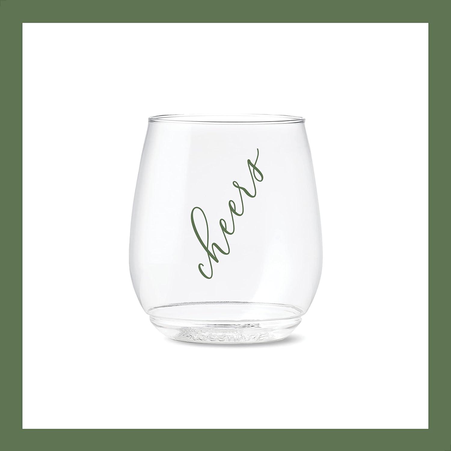imageTOSSWARE POP 14oz Vino Classic Cheers Series  Color SET OF 6 Premium Quality Recyclable Unbreakable ampamp Crystal Clear Plastic Printed GlassesColor