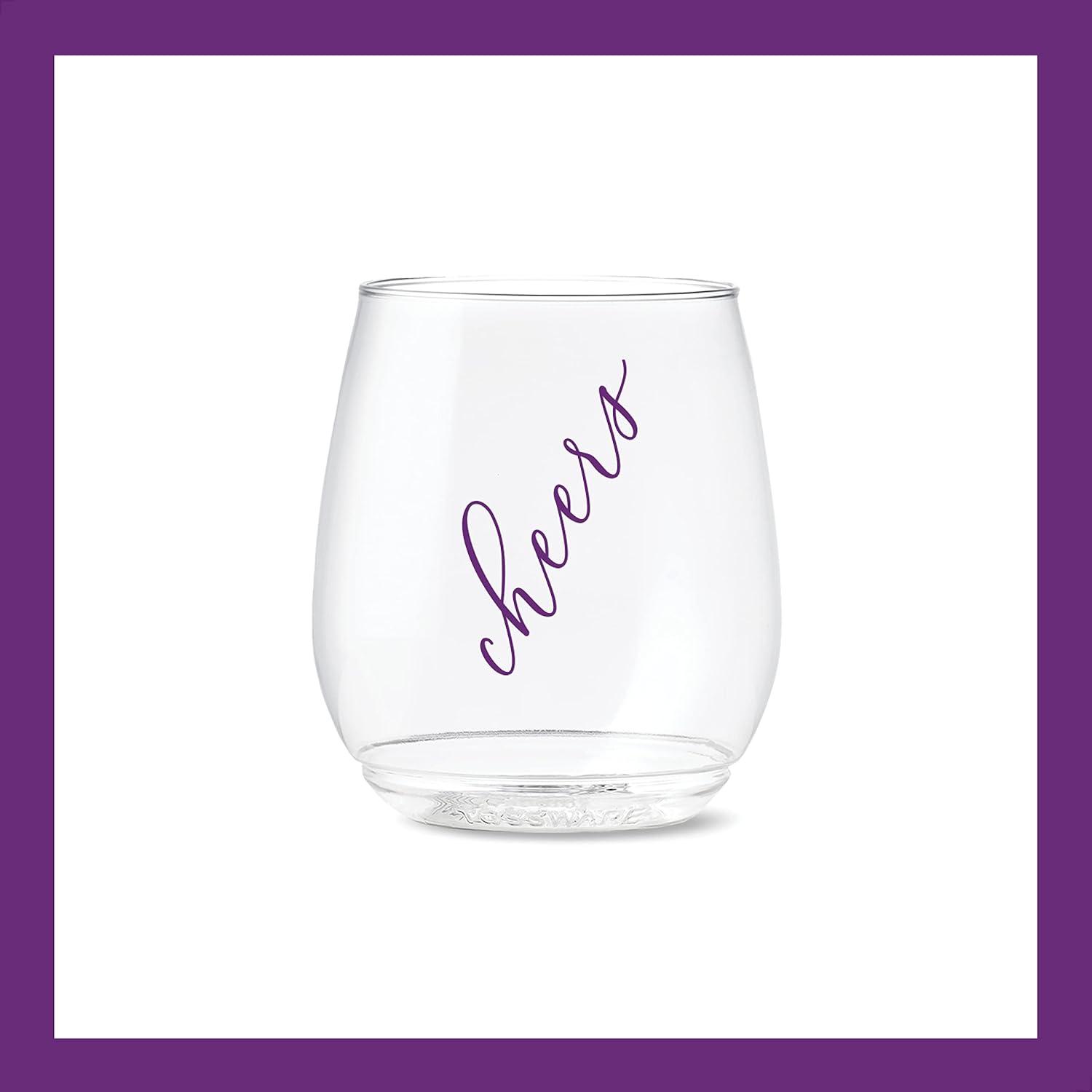 imageTOSSWARE POP 14oz Vino Classic Cheers Series  Color SET OF 6 Premium Quality Recyclable Unbreakable ampamp Crystal Clear Plastic Printed GlassesColor