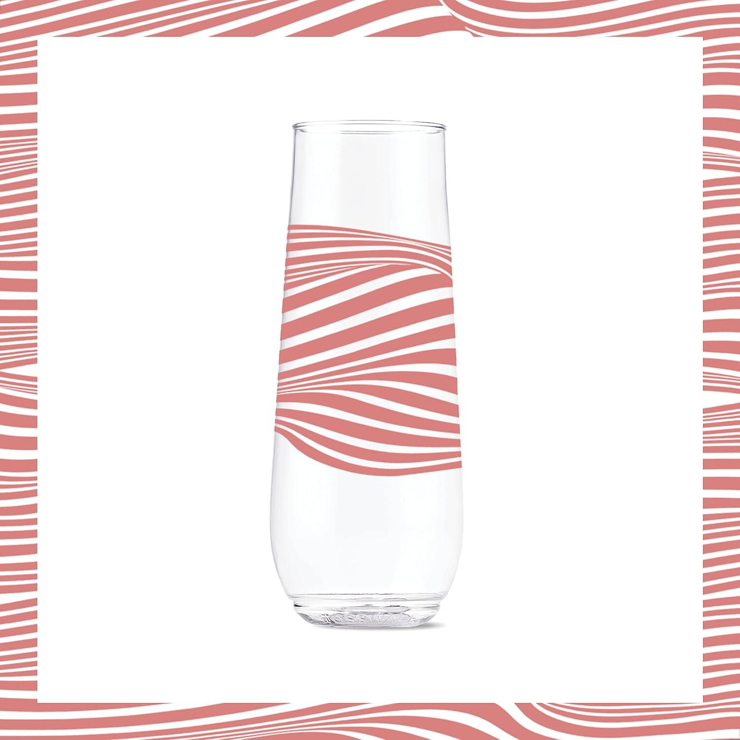 imageTOSSWARE POP 14oz Vino Designer Series  Shapes 1 SET OF 6 Premium Quality Recyclable Unbreakable ampamp Crystal Clear Plastic Printed GlassesLines 1