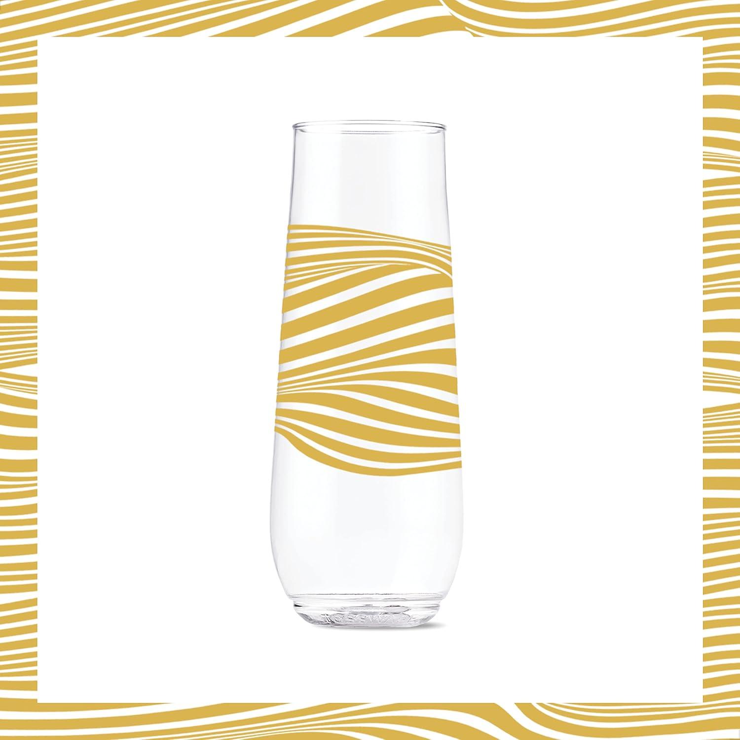 imageTOSSWARE POP 14oz Vino Designer Series  Shapes 1 SET OF 6 Premium Quality Recyclable Unbreakable ampamp Crystal Clear Plastic Printed GlassesLines 1