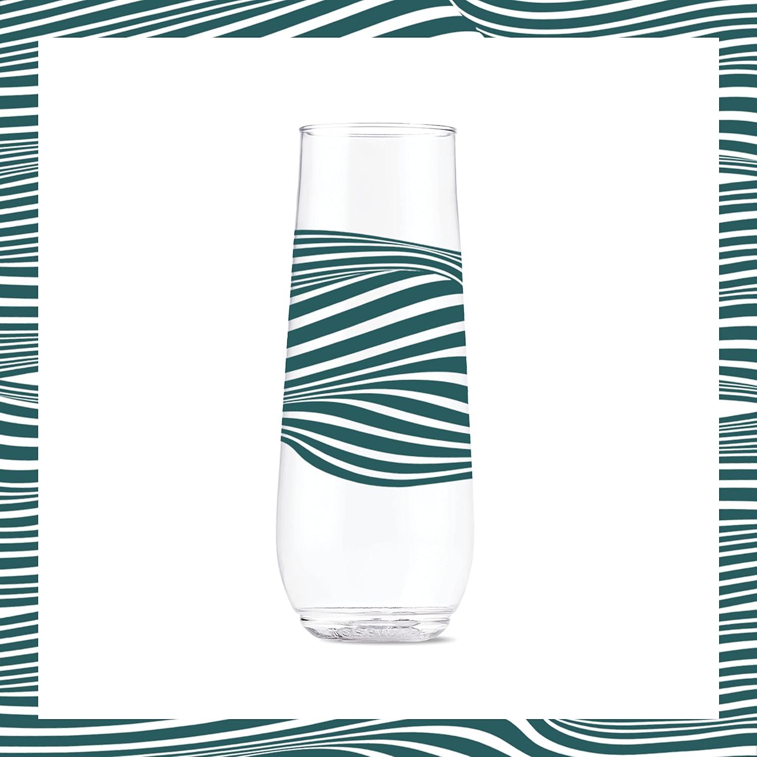 imageTOSSWARE POP 14oz Vino Designer Series  Shapes 1 SET OF 6 Premium Quality Recyclable Unbreakable ampamp Crystal Clear Plastic Printed GlassesLines 1
