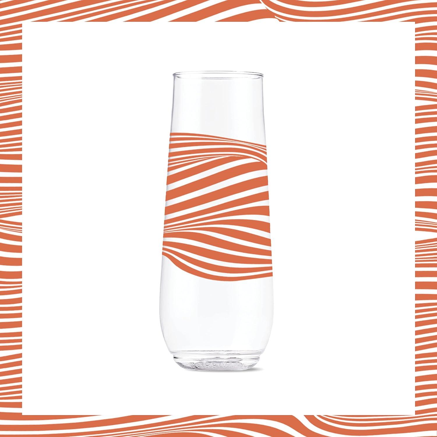 imageTOSSWARE POP 14oz Vino Designer Series  Shapes 1 SET OF 6 Premium Quality Recyclable Unbreakable ampamp Crystal Clear Plastic Printed GlassesLines 1