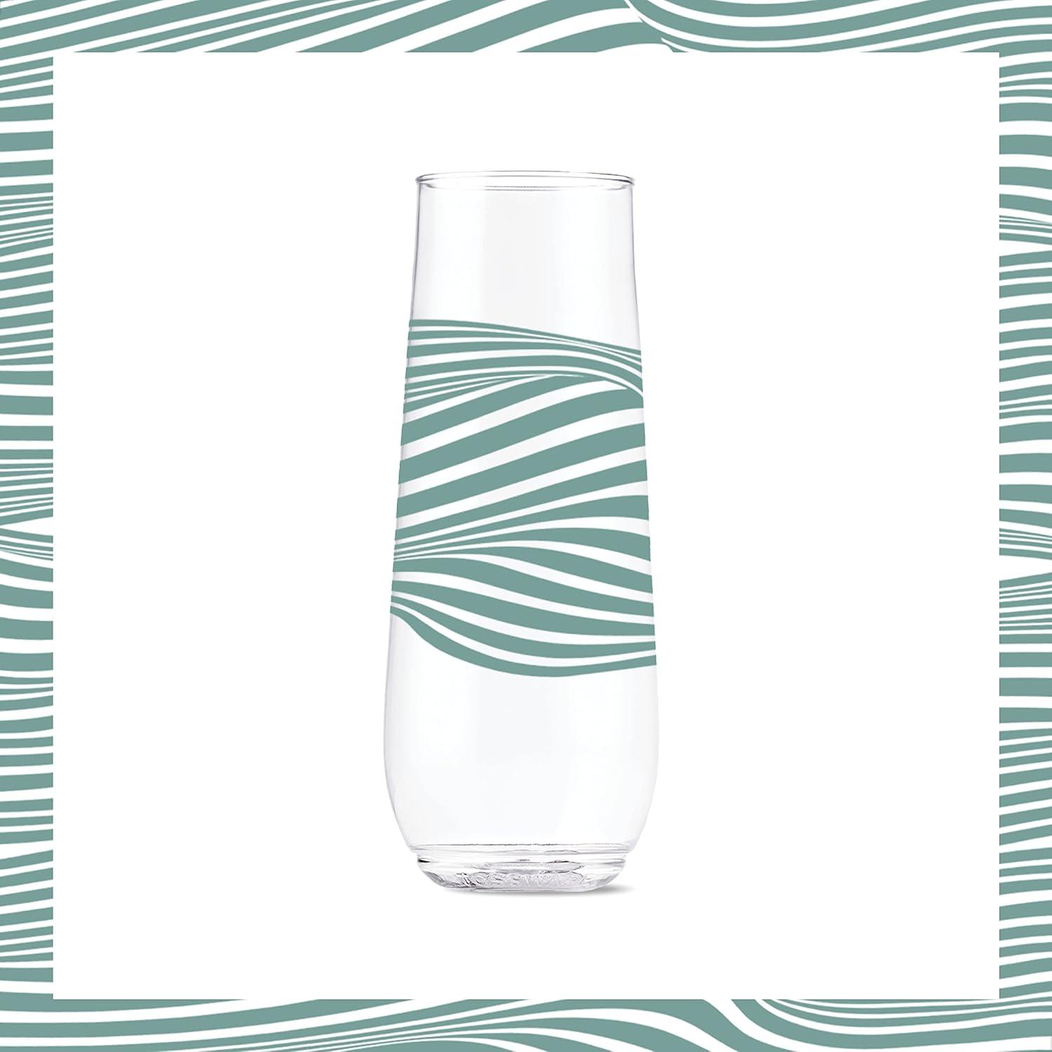imageTOSSWARE POP 14oz Vino Designer Series  Shapes 1 SET OF 6 Premium Quality Recyclable Unbreakable ampamp Crystal Clear Plastic Printed GlassesLines 1