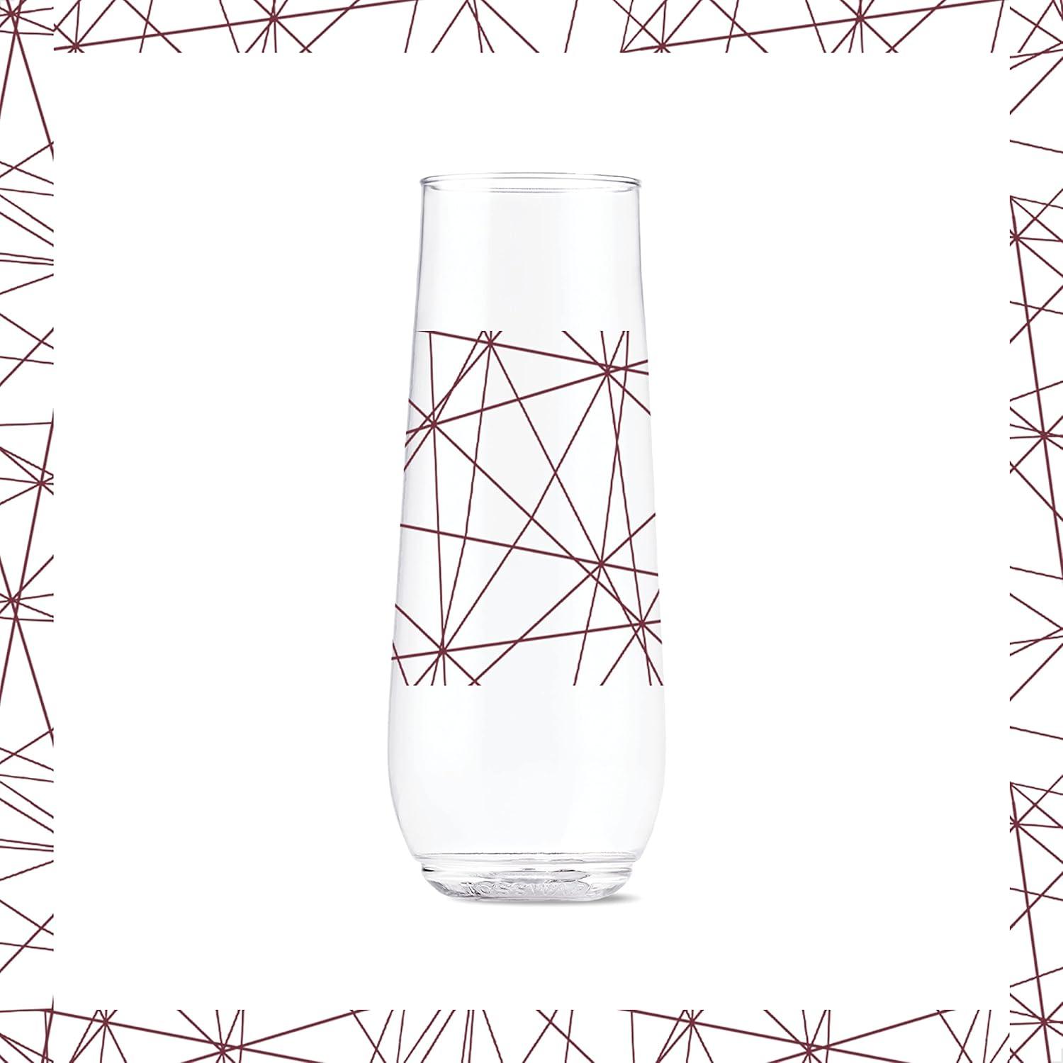 imageTOSSWARE POP 14oz Vino Designer Series  Shapes 1 SET OF 6 Premium Quality Recyclable Unbreakable ampamp Crystal Clear Plastic Printed GlassesLines 2