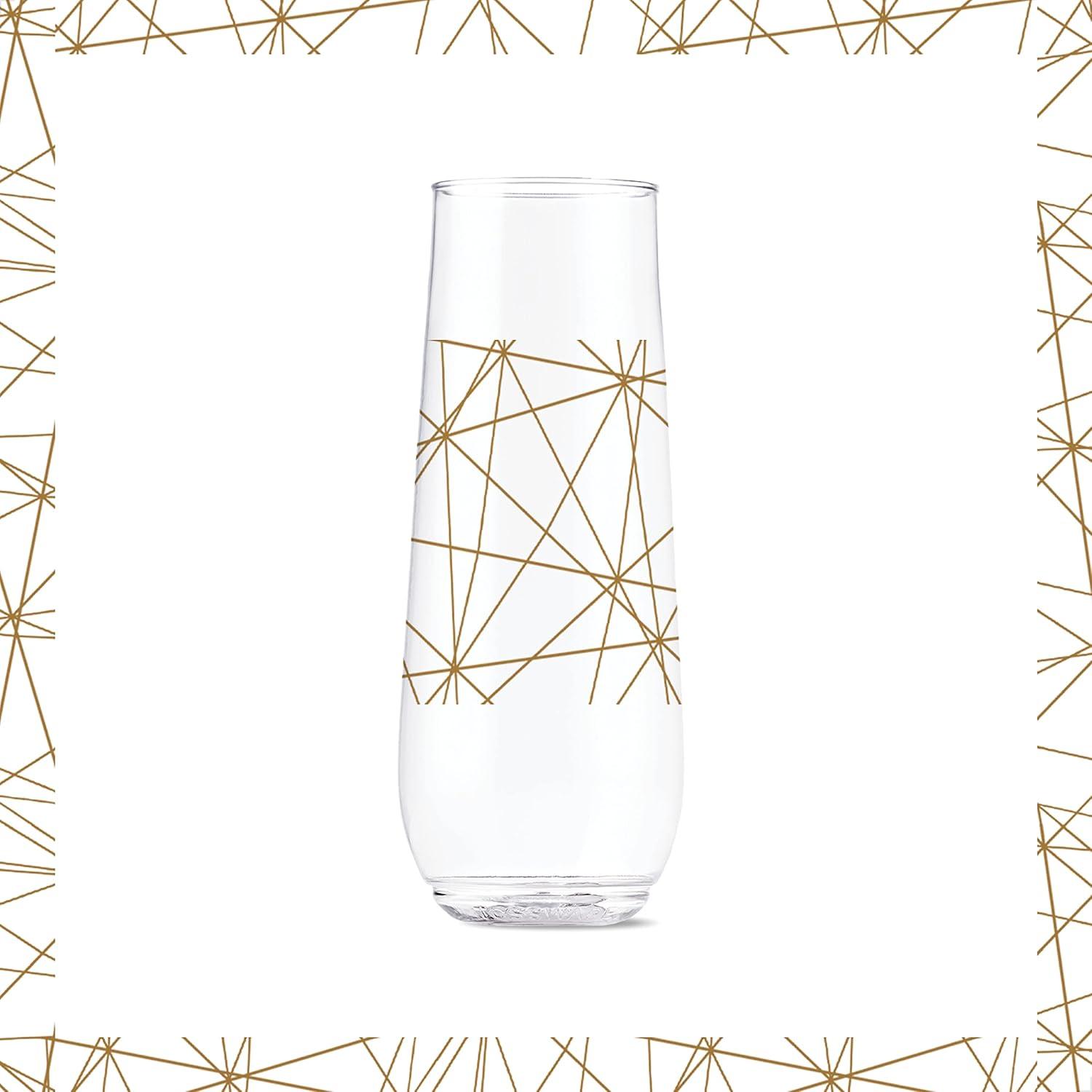 imageTOSSWARE POP 14oz Vino Designer Series  Shapes 1 SET OF 6 Premium Quality Recyclable Unbreakable ampamp Crystal Clear Plastic Printed GlassesLines 2