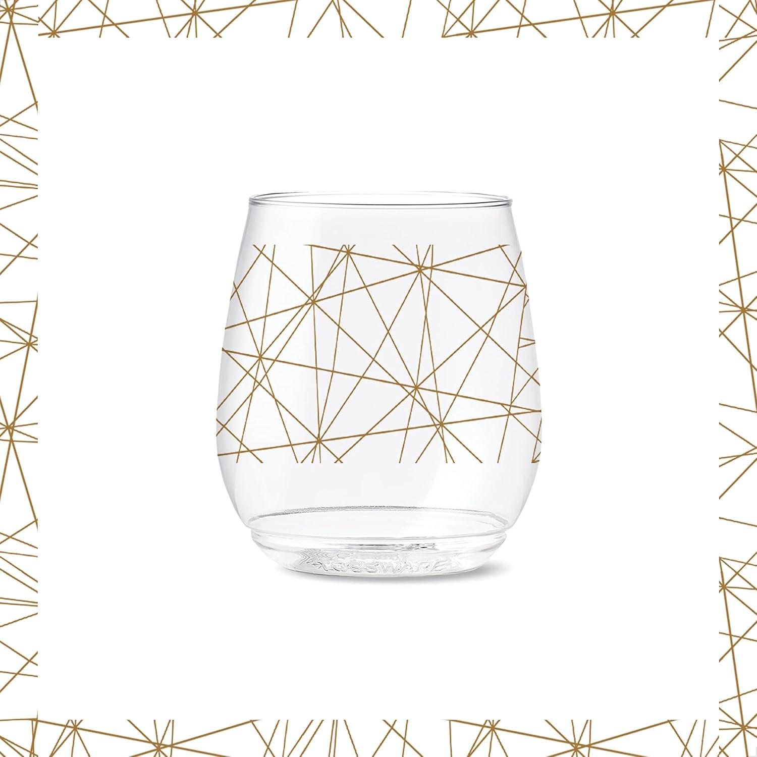 imageTOSSWARE POP 14oz Vino Designer Series  Shapes 1 SET OF 6 Premium Quality Recyclable Unbreakable ampamp Crystal Clear Plastic Printed GlassesLines 2