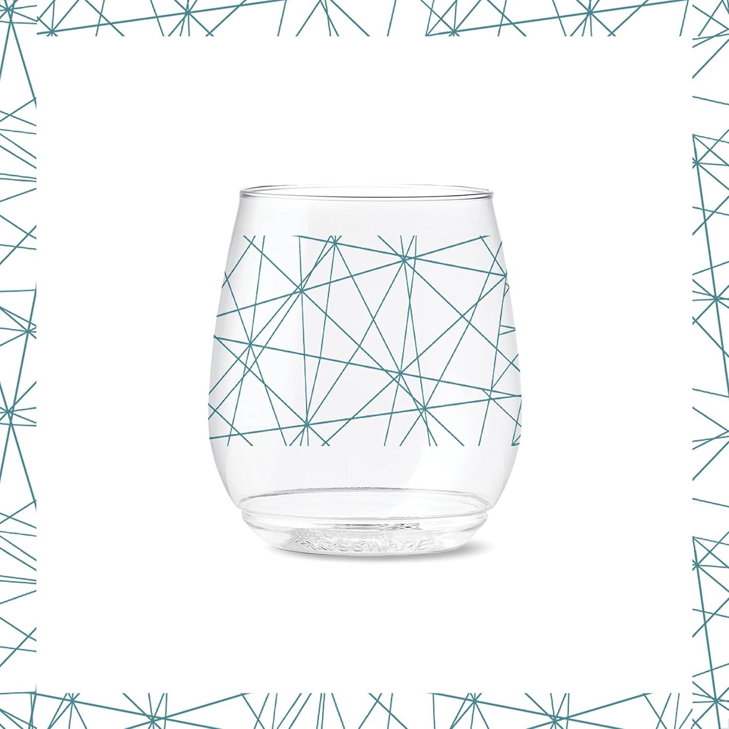 imageTOSSWARE POP 14oz Vino Designer Series  Shapes 1 SET OF 6 Premium Quality Recyclable Unbreakable ampamp Crystal Clear Plastic Printed GlassesLines 2