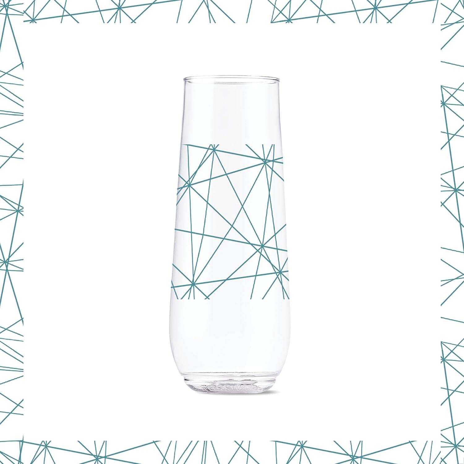 imageTOSSWARE POP 14oz Vino Designer Series  Shapes 1 SET OF 6 Premium Quality Recyclable Unbreakable ampamp Crystal Clear Plastic Printed GlassesLines 2