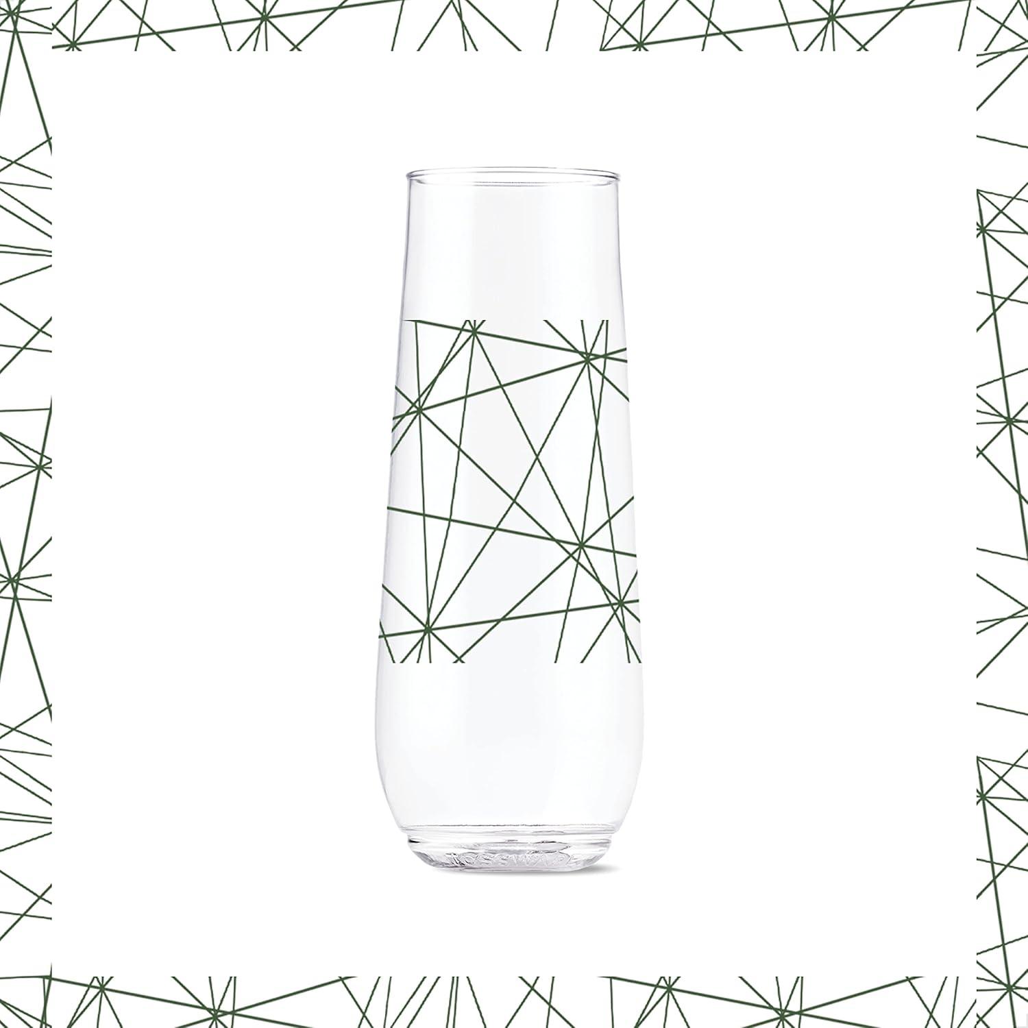 imageTOSSWARE POP 14oz Vino Designer Series  Shapes 1 SET OF 6 Premium Quality Recyclable Unbreakable ampamp Crystal Clear Plastic Printed GlassesLines 2