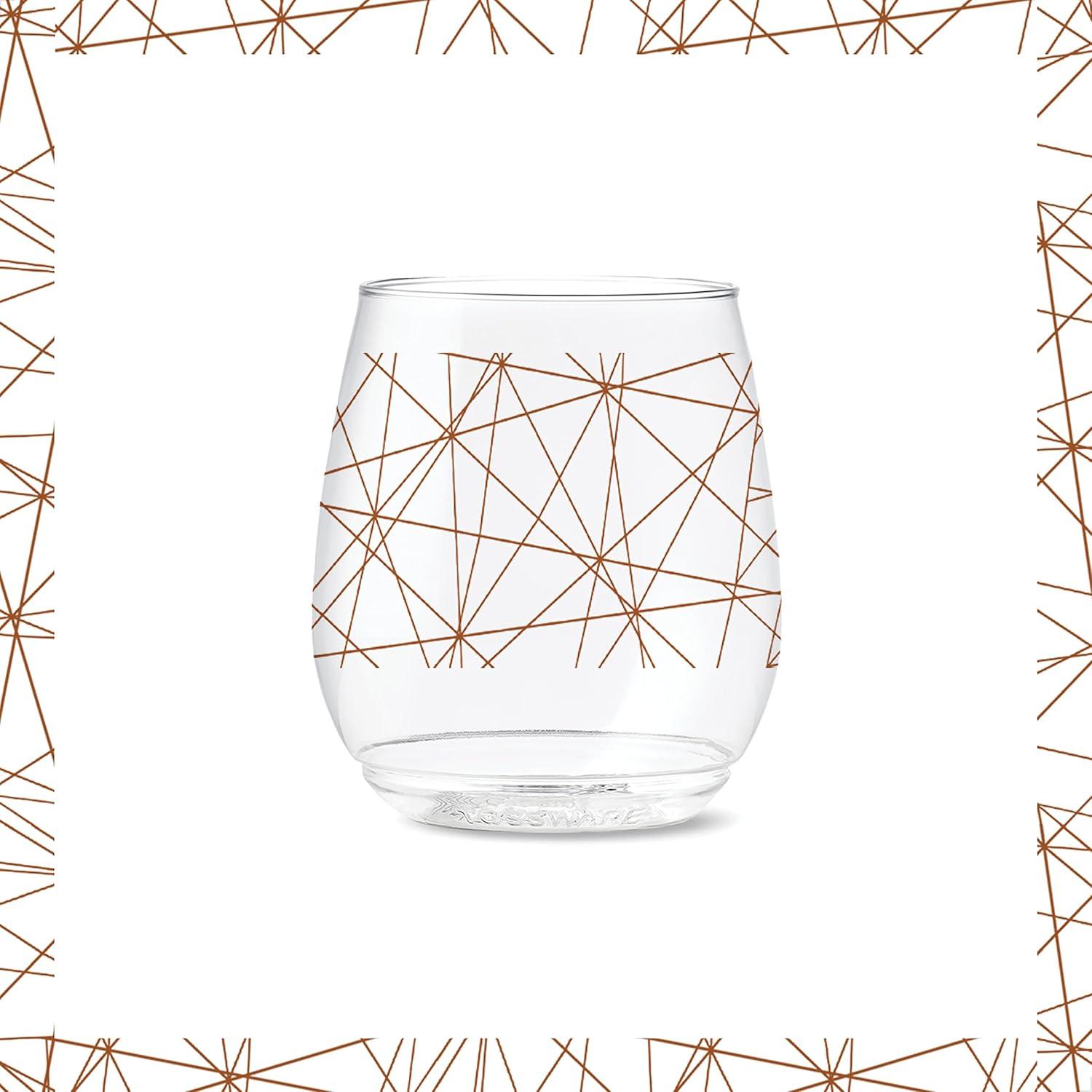 imageTOSSWARE POP 14oz Vino Designer Series  Shapes 1 SET OF 6 Premium Quality Recyclable Unbreakable ampamp Crystal Clear Plastic Printed GlassesLines 2