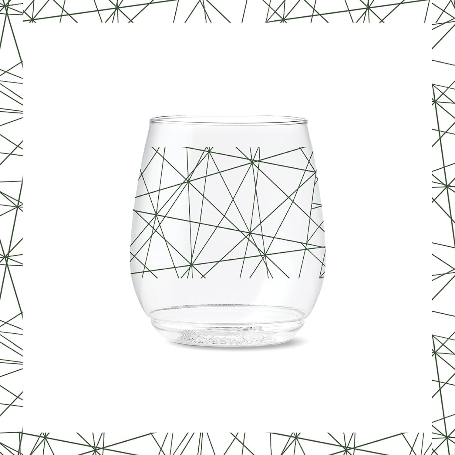 imageTOSSWARE POP 14oz Vino Designer Series  Shapes 1 SET OF 6 Premium Quality Recyclable Unbreakable ampamp Crystal Clear Plastic Printed GlassesLines 2
