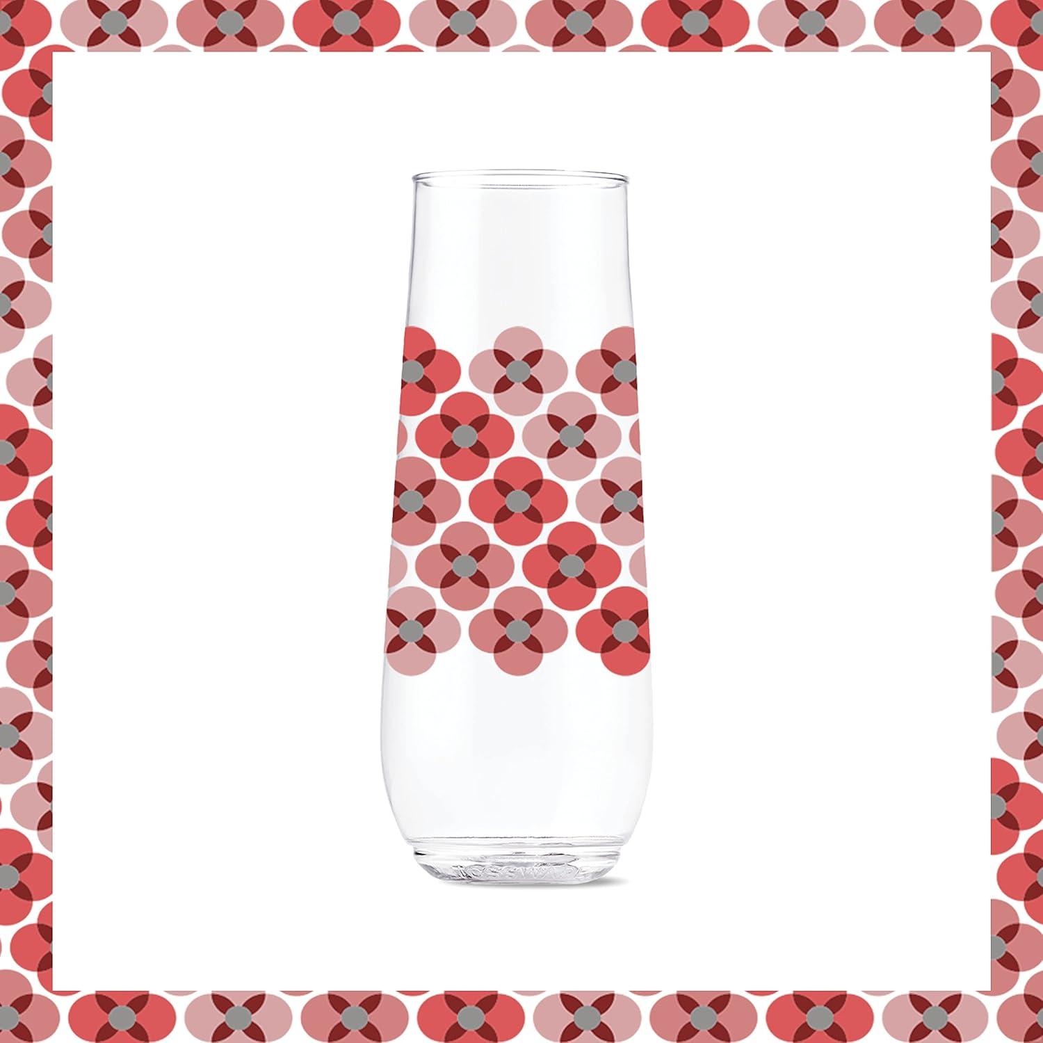 imageTOSSWARE POP 14oz Vino Designer Series  Shapes 1 SET OF 6 Premium Quality Recyclable Unbreakable ampamp Crystal Clear Plastic Printed GlassesShapes 1