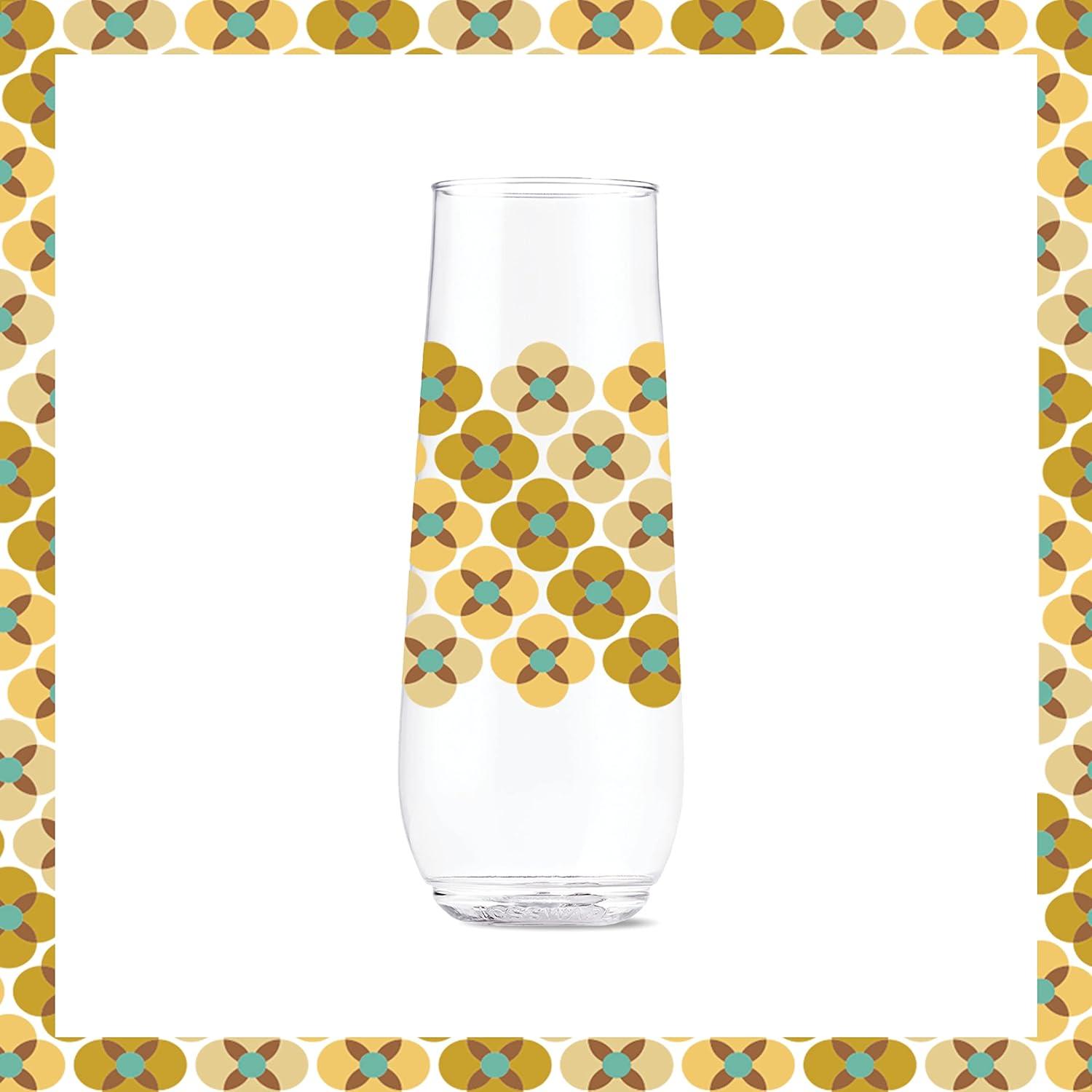 imageTOSSWARE POP 14oz Vino Designer Series  Shapes 1 SET OF 6 Premium Quality Recyclable Unbreakable ampamp Crystal Clear Plastic Printed GlassesShapes 1