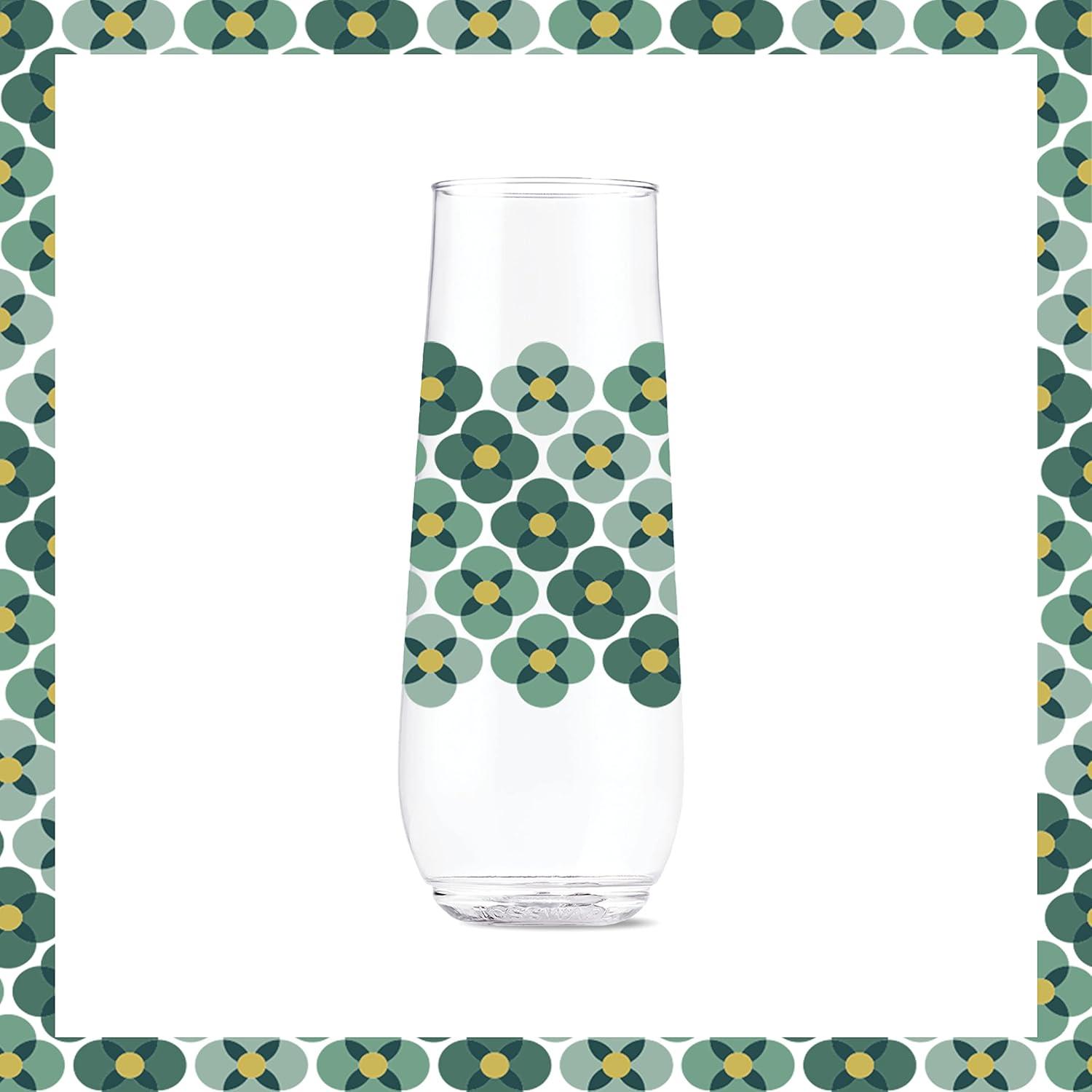 imageTOSSWARE POP 14oz Vino Designer Series  Shapes 1 SET OF 6 Premium Quality Recyclable Unbreakable ampamp Crystal Clear Plastic Printed GlassesShapes 1