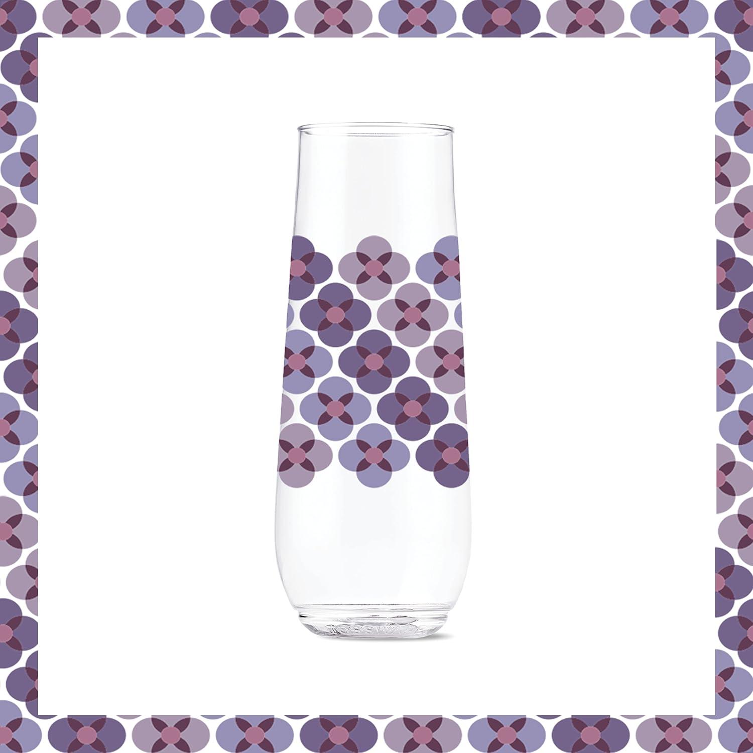 imageTOSSWARE POP 14oz Vino Designer Series  Shapes 1 SET OF 6 Premium Quality Recyclable Unbreakable ampamp Crystal Clear Plastic Printed GlassesShapes 1