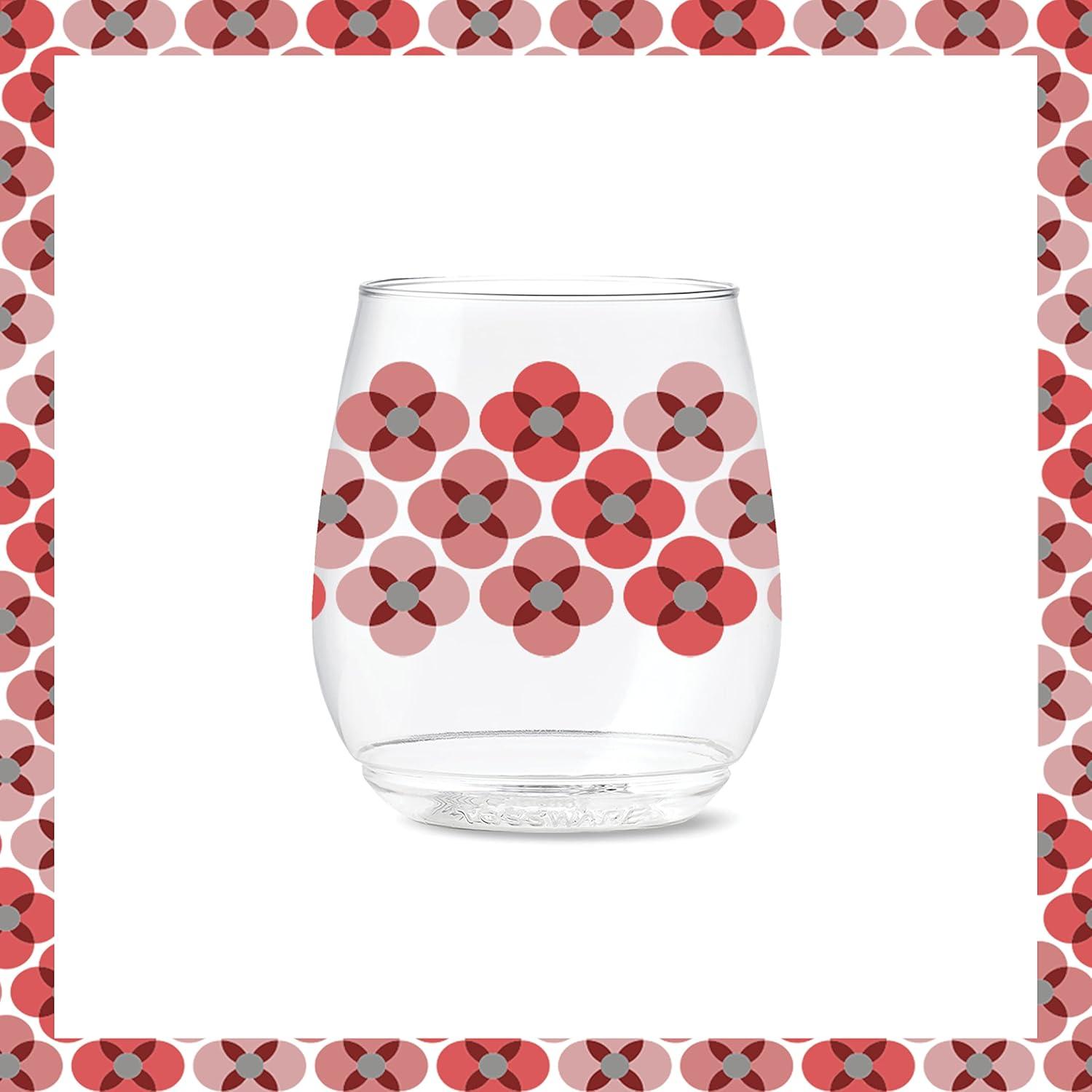 imageTOSSWARE POP 14oz Vino Designer Series  Shapes 1 SET OF 6 Premium Quality Recyclable Unbreakable ampamp Crystal Clear Plastic Printed GlassesShapes 1