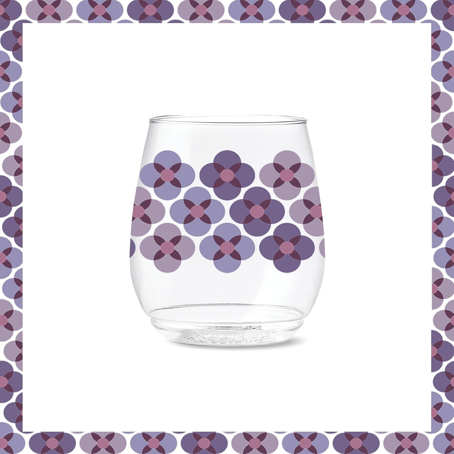 imageTOSSWARE POP 14oz Vino Designer Series  Shapes 1 SET OF 6 Premium Quality Recyclable Unbreakable ampamp Crystal Clear Plastic Printed GlassesShapes 1