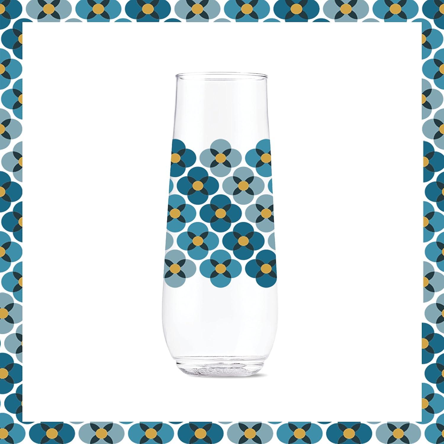 imageTOSSWARE POP 14oz Vino Designer Series  Shapes 1 SET OF 6 Premium Quality Recyclable Unbreakable ampamp Crystal Clear Plastic Printed GlassesShapes 1