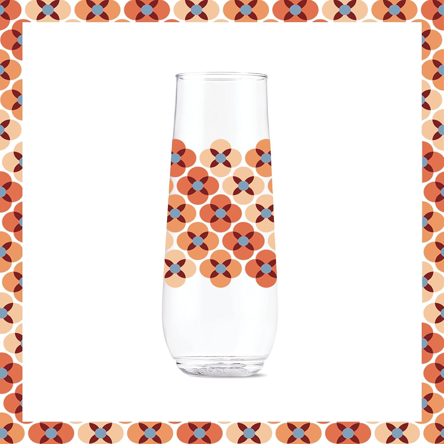 imageTOSSWARE POP 14oz Vino Designer Series  Shapes 1 SET OF 6 Premium Quality Recyclable Unbreakable ampamp Crystal Clear Plastic Printed GlassesShapes 1