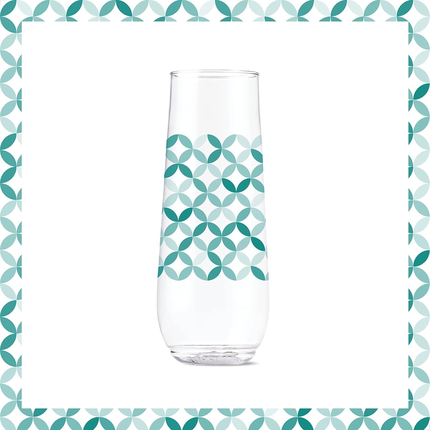 imageTOSSWARE POP 14oz Vino Designer Series  Shapes 1 SET OF 6 Premium Quality Recyclable Unbreakable ampamp Crystal Clear Plastic Printed GlassesShapes 2