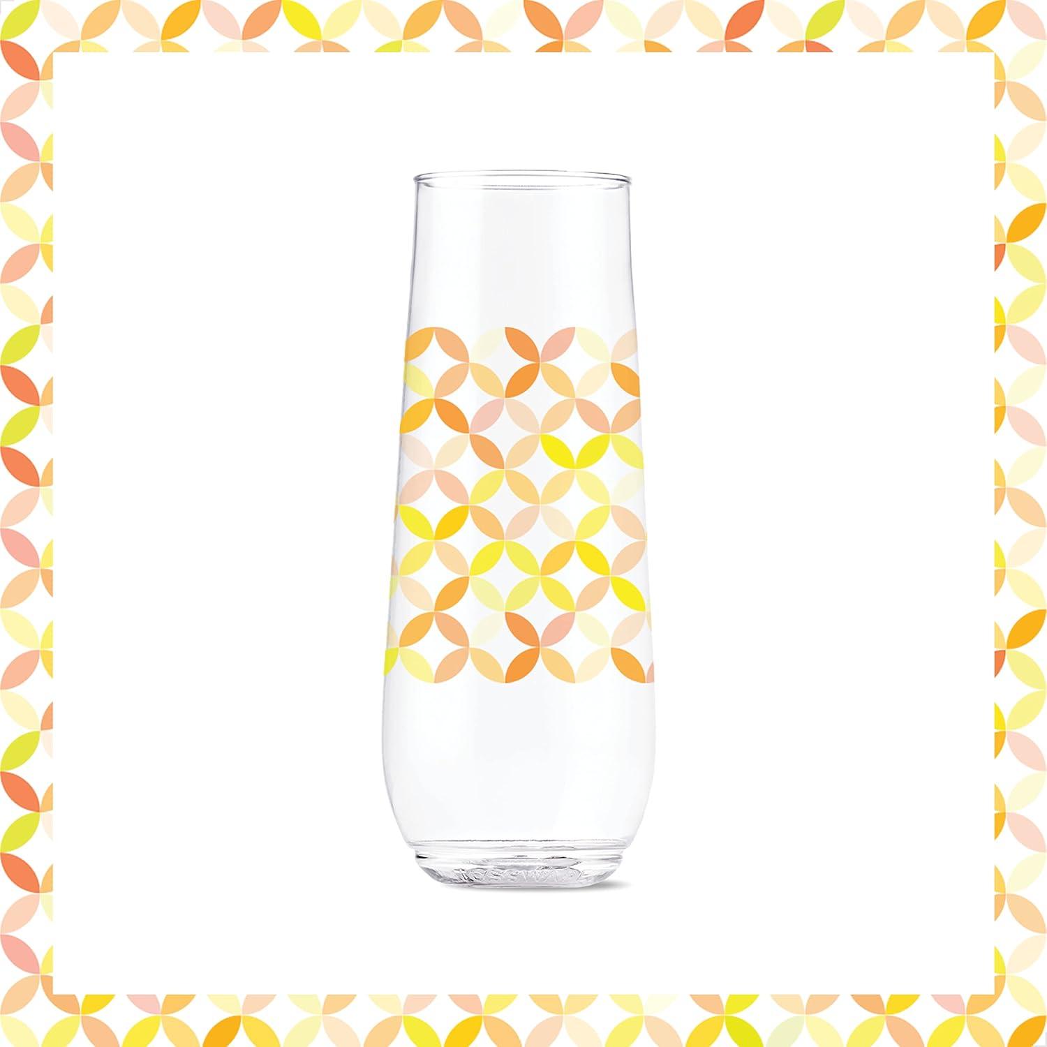 imageTOSSWARE POP 14oz Vino Designer Series  Shapes 1 SET OF 6 Premium Quality Recyclable Unbreakable ampamp Crystal Clear Plastic Printed GlassesShapes 2