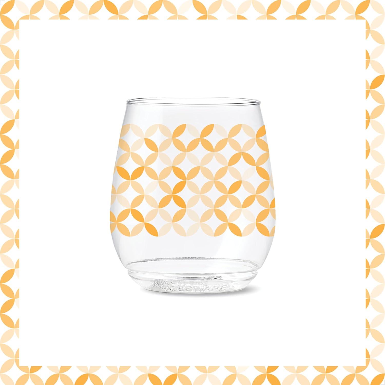 imageTOSSWARE POP 14oz Vino Designer Series  Shapes 1 SET OF 6 Premium Quality Recyclable Unbreakable ampamp Crystal Clear Plastic Printed GlassesShapes 2
