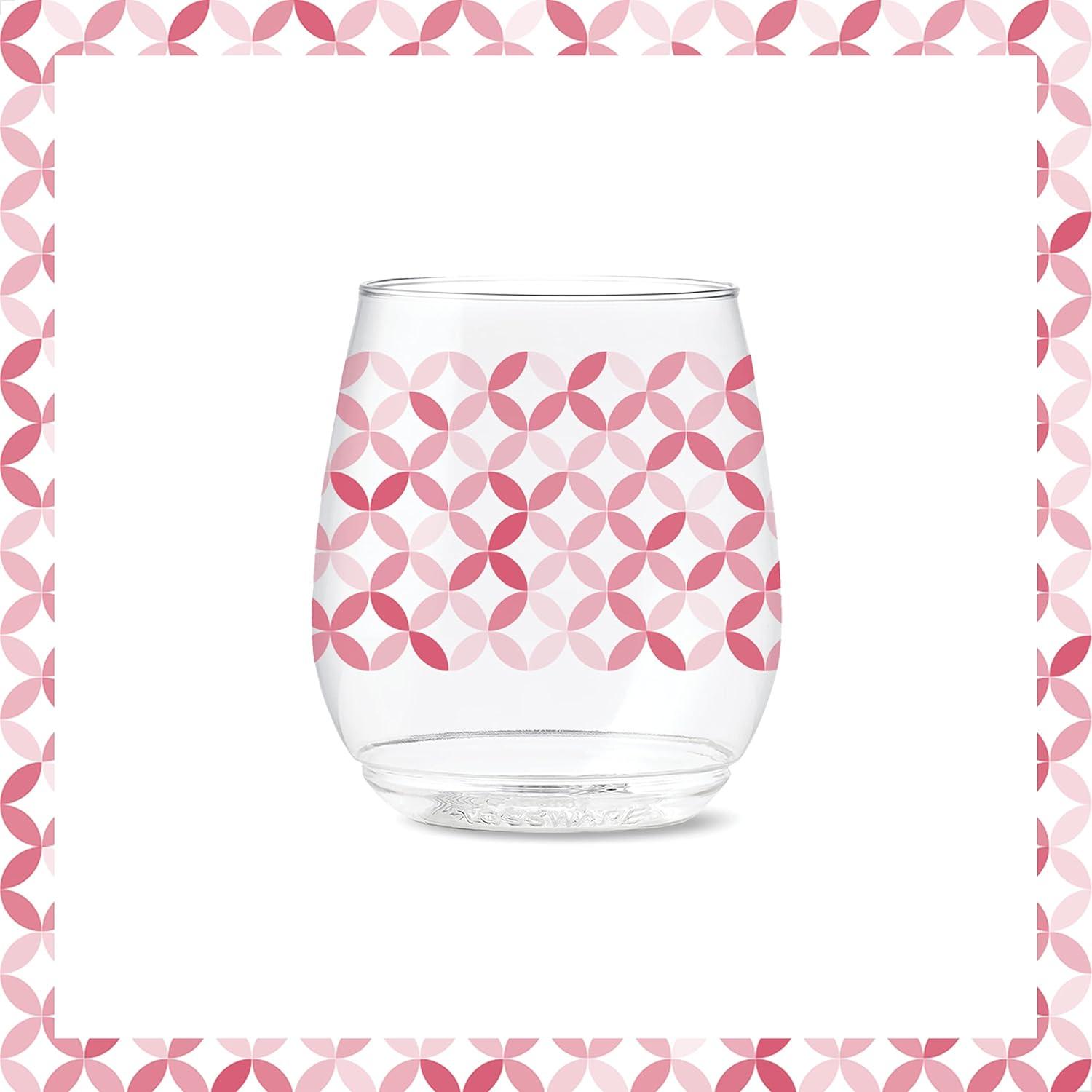 imageTOSSWARE POP 14oz Vino Designer Series  Shapes 1 SET OF 6 Premium Quality Recyclable Unbreakable ampamp Crystal Clear Plastic Printed GlassesShapes 2