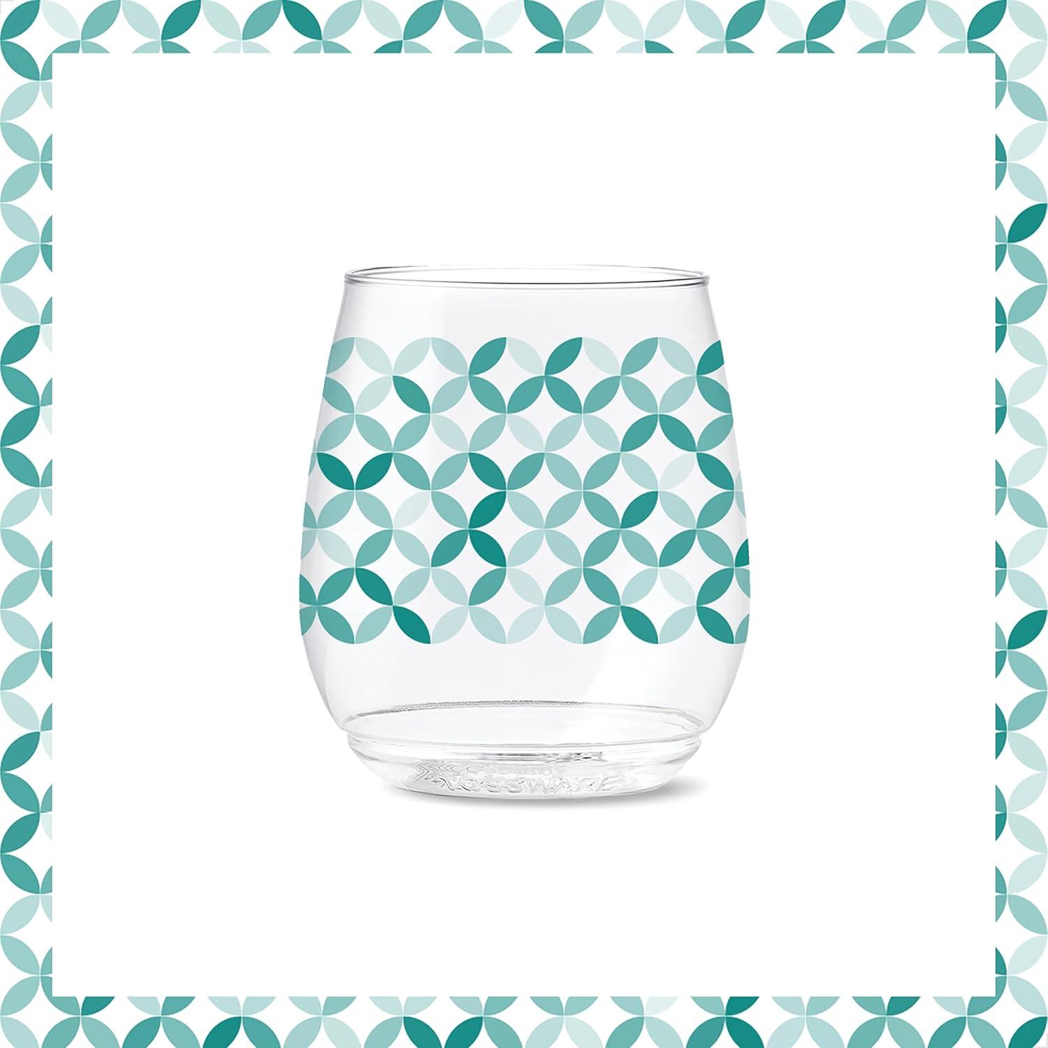 imageTOSSWARE POP 14oz Vino Designer Series  Shapes 1 SET OF 6 Premium Quality Recyclable Unbreakable ampamp Crystal Clear Plastic Printed GlassesShapes 2