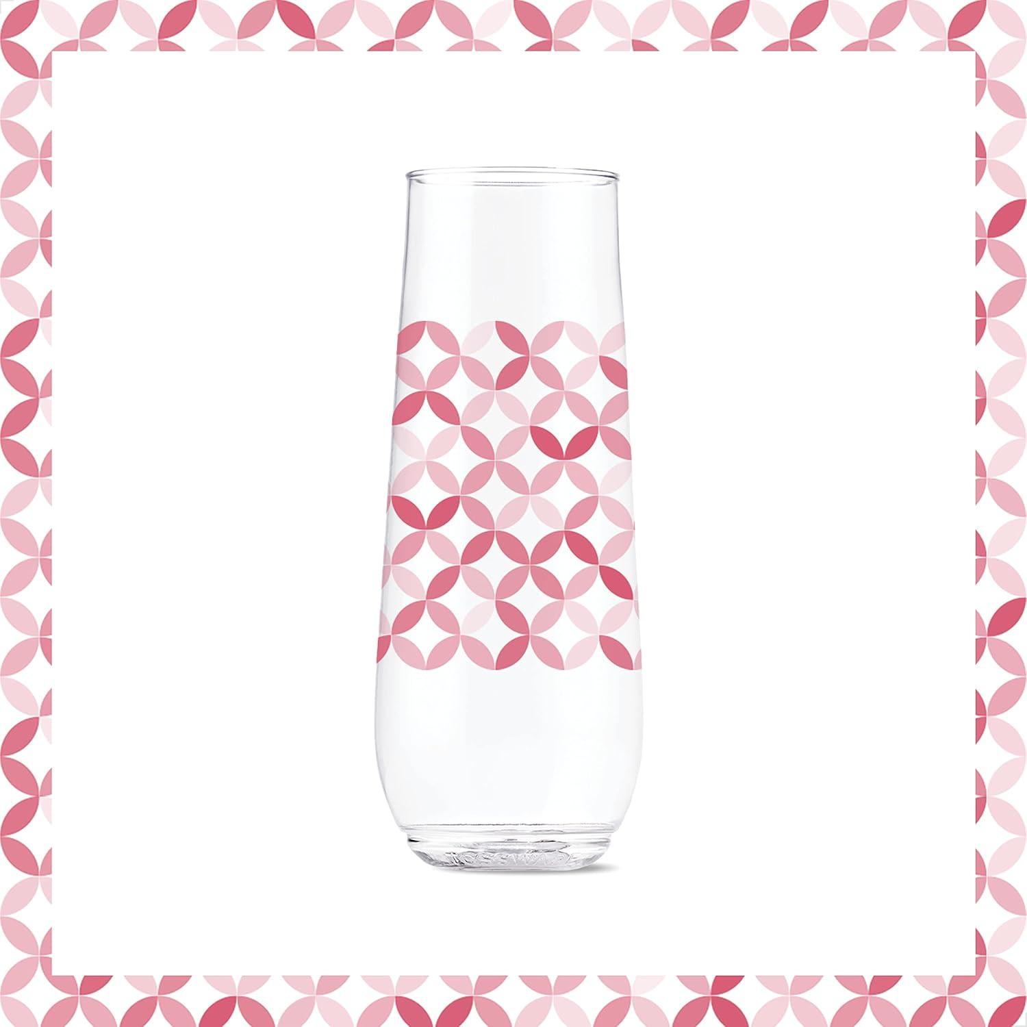 imageTOSSWARE POP 14oz Vino Designer Series  Shapes 1 SET OF 6 Premium Quality Recyclable Unbreakable ampamp Crystal Clear Plastic Printed GlassesShapes 2