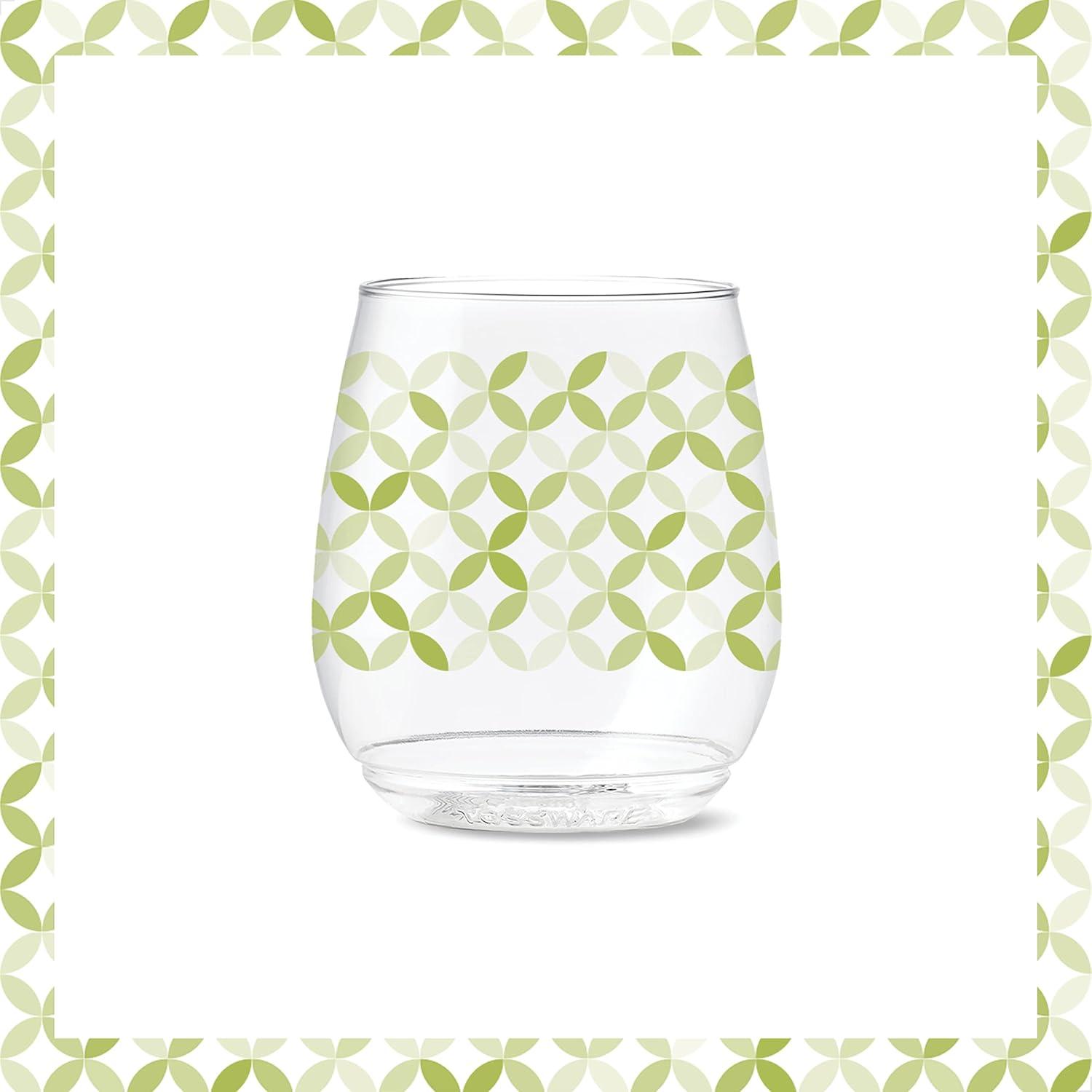 imageTOSSWARE POP 14oz Vino Designer Series  Shapes 1 SET OF 6 Premium Quality Recyclable Unbreakable ampamp Crystal Clear Plastic Printed GlassesShapes 2