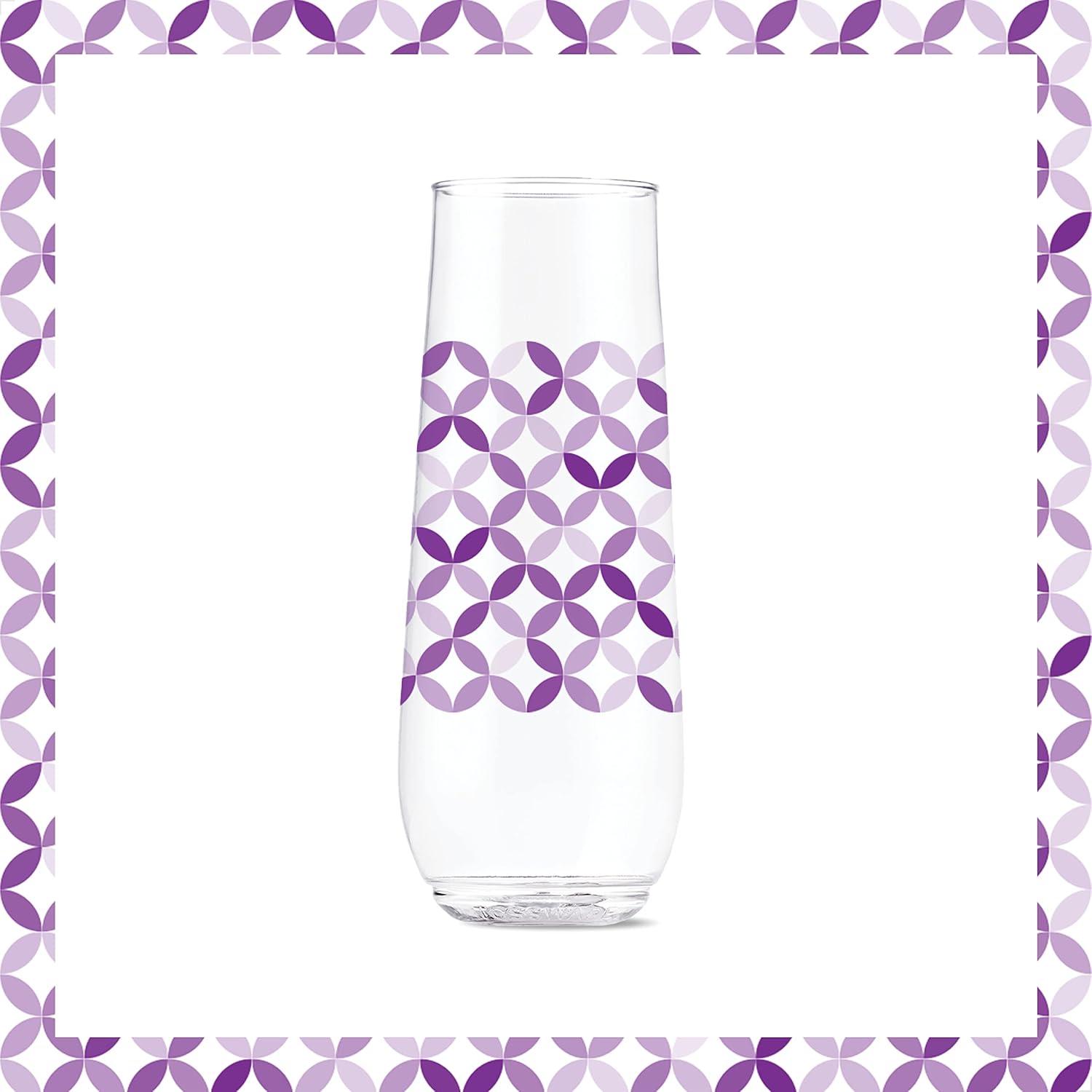 imageTOSSWARE POP 14oz Vino Designer Series  Shapes 1 SET OF 6 Premium Quality Recyclable Unbreakable ampamp Crystal Clear Plastic Printed GlassesShapes 2
