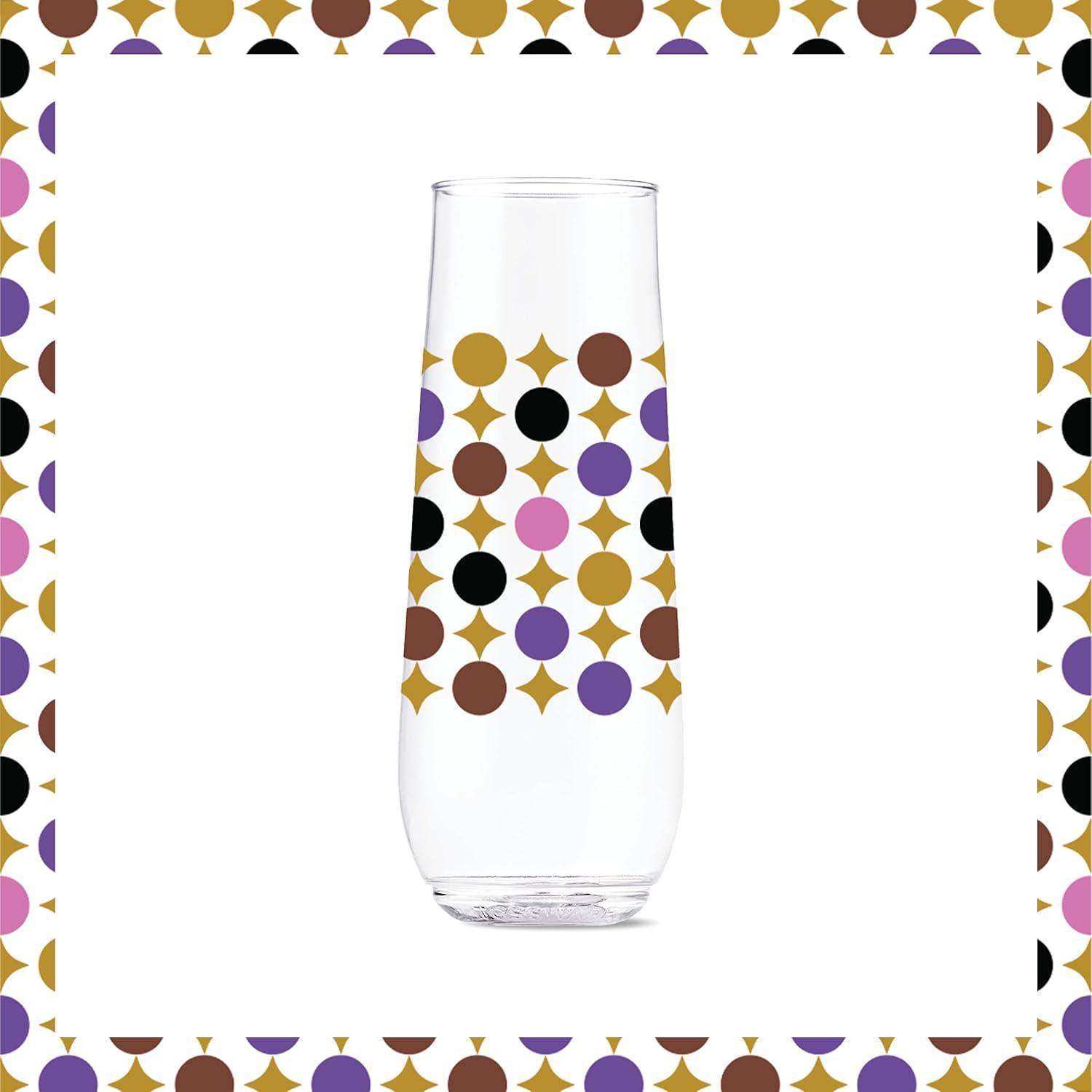 imageTOSSWARE POP 14oz Vino Designer Series  Shapes 1 SET OF 6 Premium Quality Recyclable Unbreakable ampamp Crystal Clear Plastic Printed GlassesShapes 3