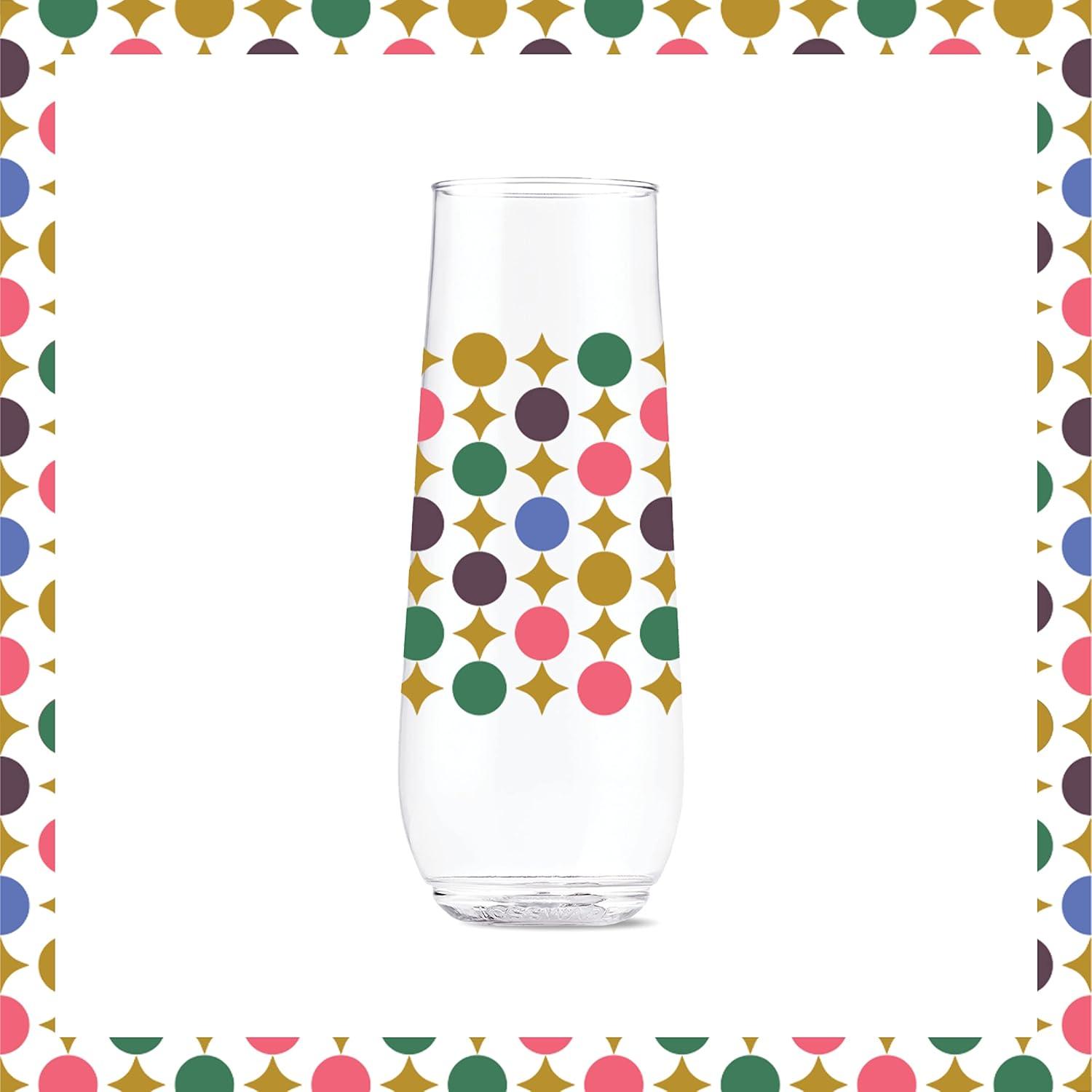 imageTOSSWARE POP 14oz Vino Designer Series  Shapes 1 SET OF 6 Premium Quality Recyclable Unbreakable ampamp Crystal Clear Plastic Printed GlassesShapes 3