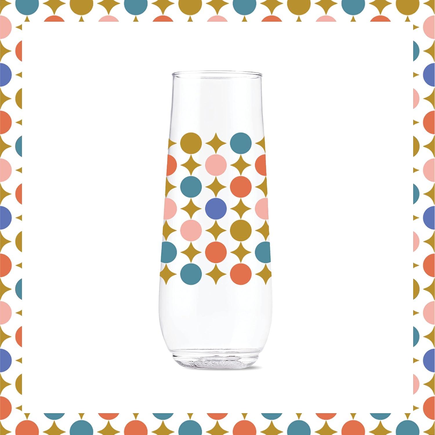 imageTOSSWARE POP 14oz Vino Designer Series  Shapes 1 SET OF 6 Premium Quality Recyclable Unbreakable ampamp Crystal Clear Plastic Printed GlassesShapes 3